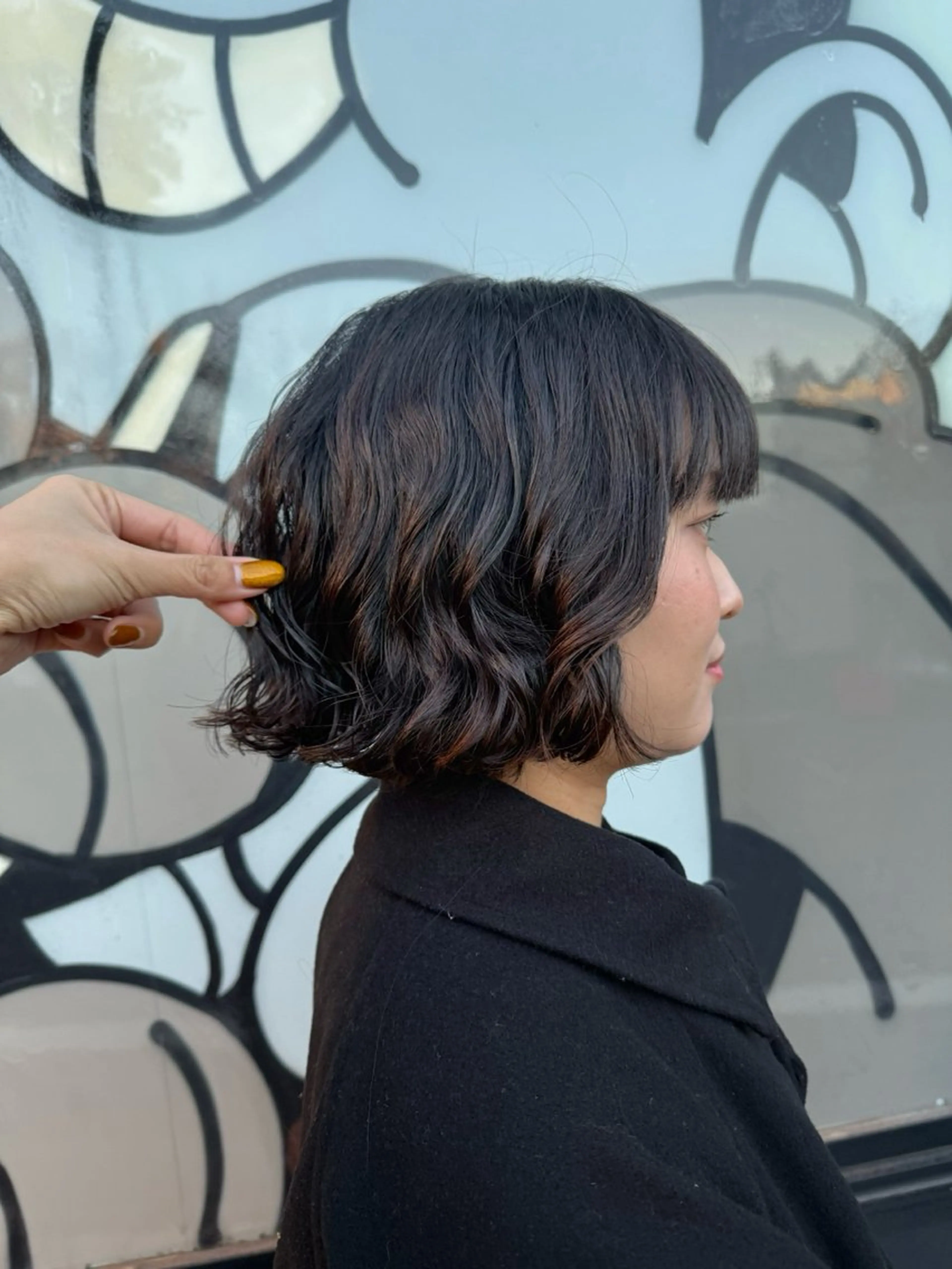 ミディアム カット パーマ トリートメント デジタルパーマ ウェーブパーマ/神野のヘアスタイル