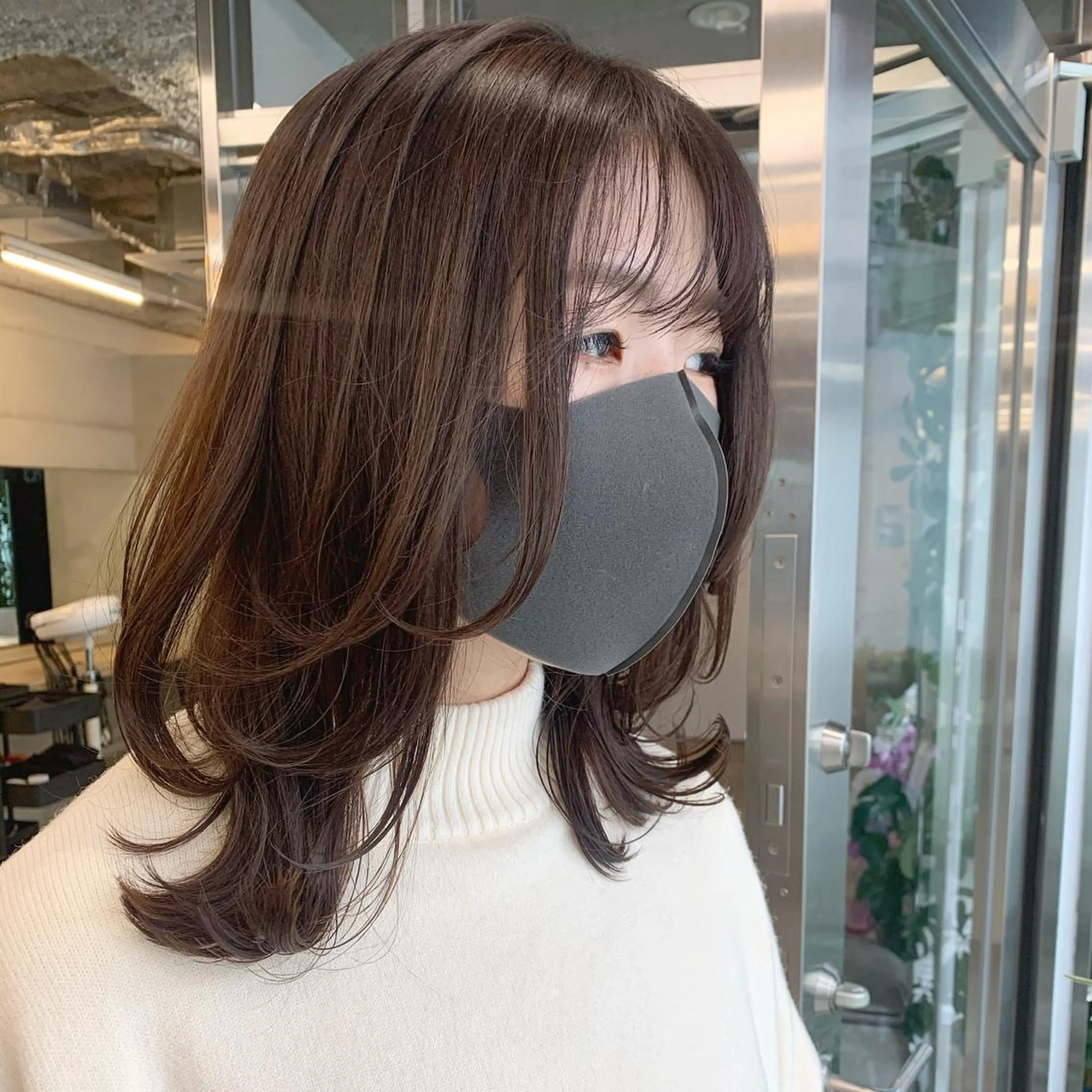 ミディアム カラー カット ヘアカラー トリートメント ヘッドスパ ヘアセット 透明感/オリーブ/ グレージュ/YUKAのヘアスタイル