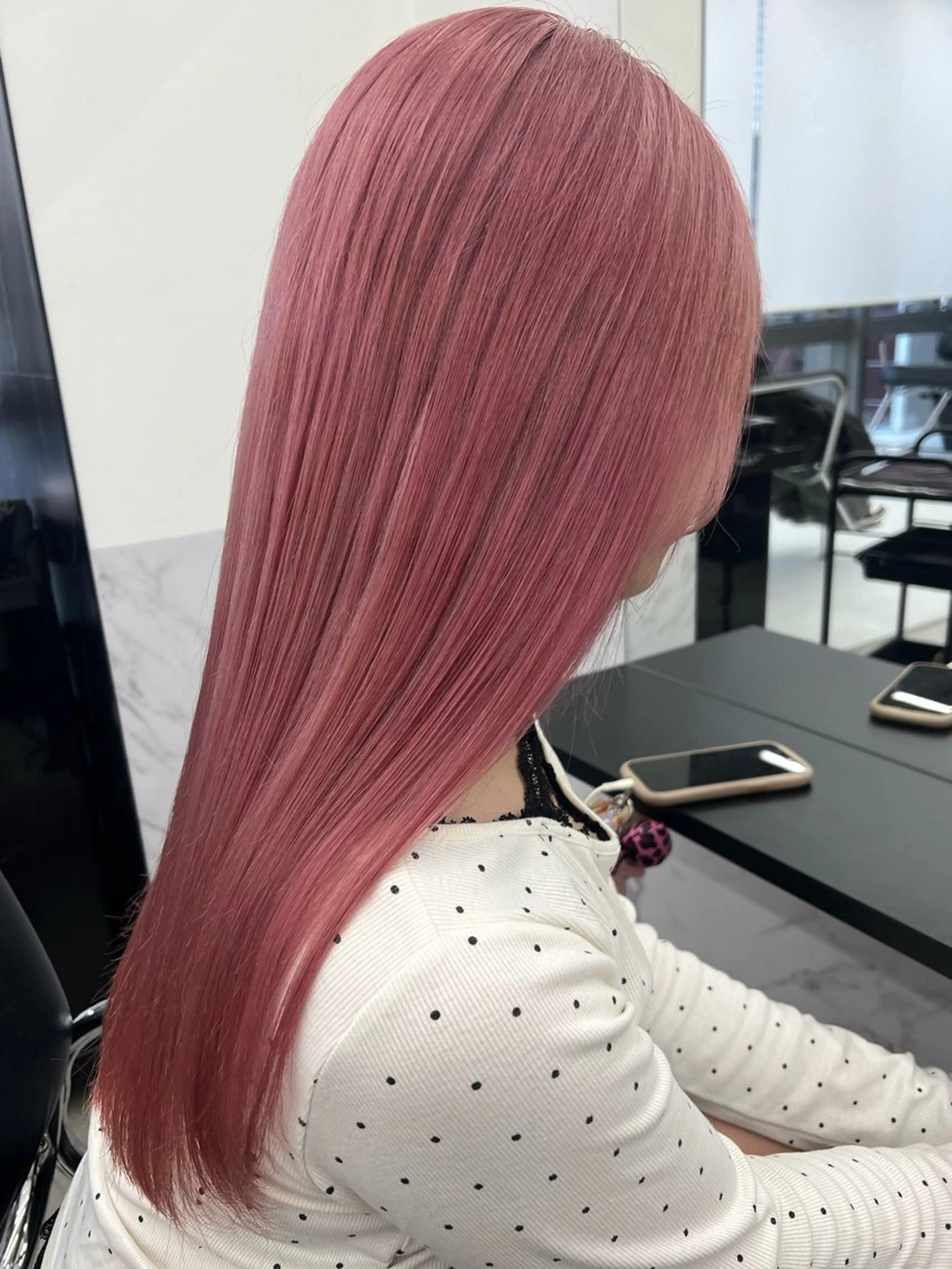 セミロング カラー ピンクカラー 似合わせカット ENGOL 名古屋栄所属・萩野下 かきのヘアスタイル