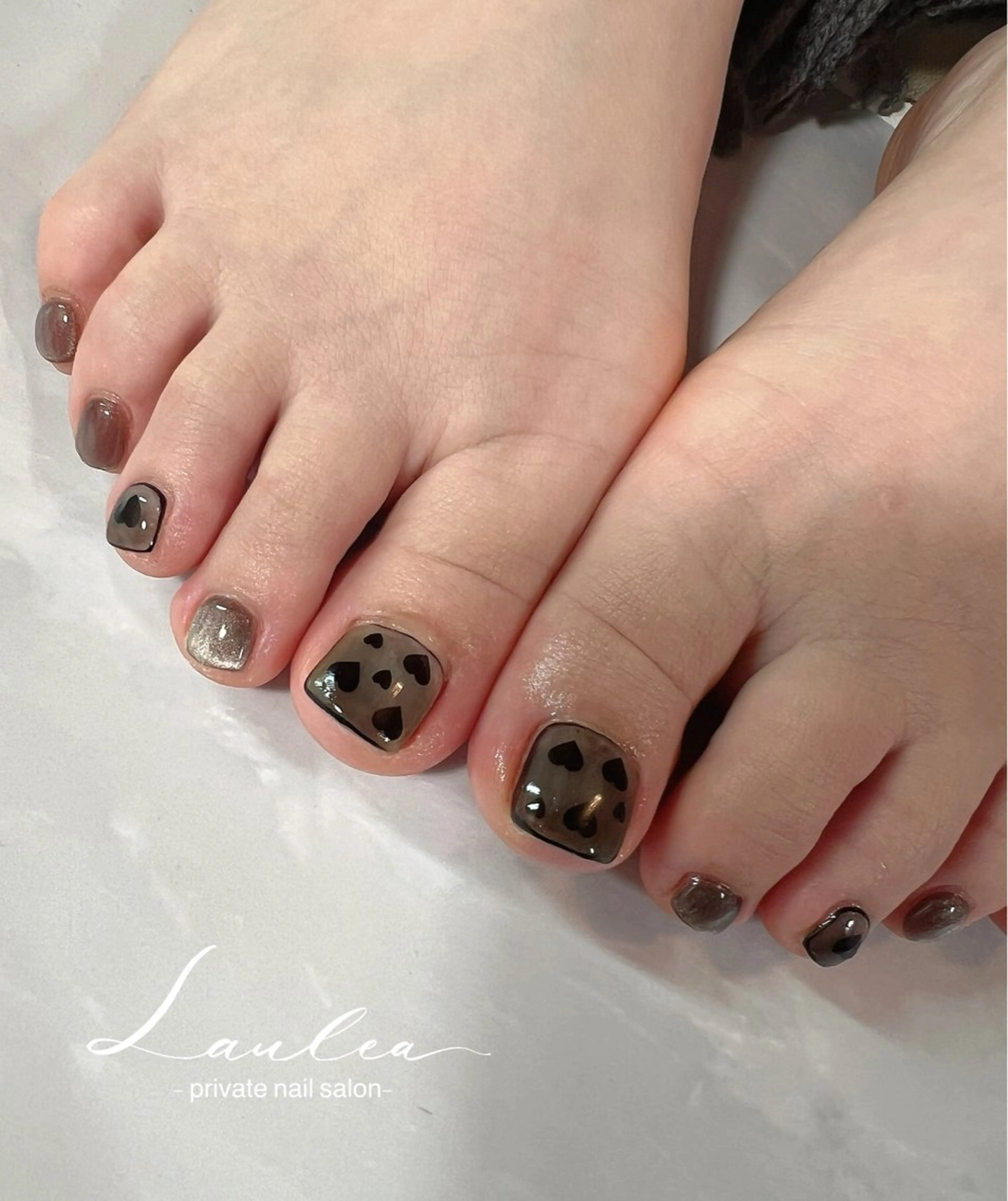 ネイル フットネイル ジェルネイル 韓国ネイル ミラーネイル ニュアンスネイル フットネイル nail salon Lauleaのネイルデザイン