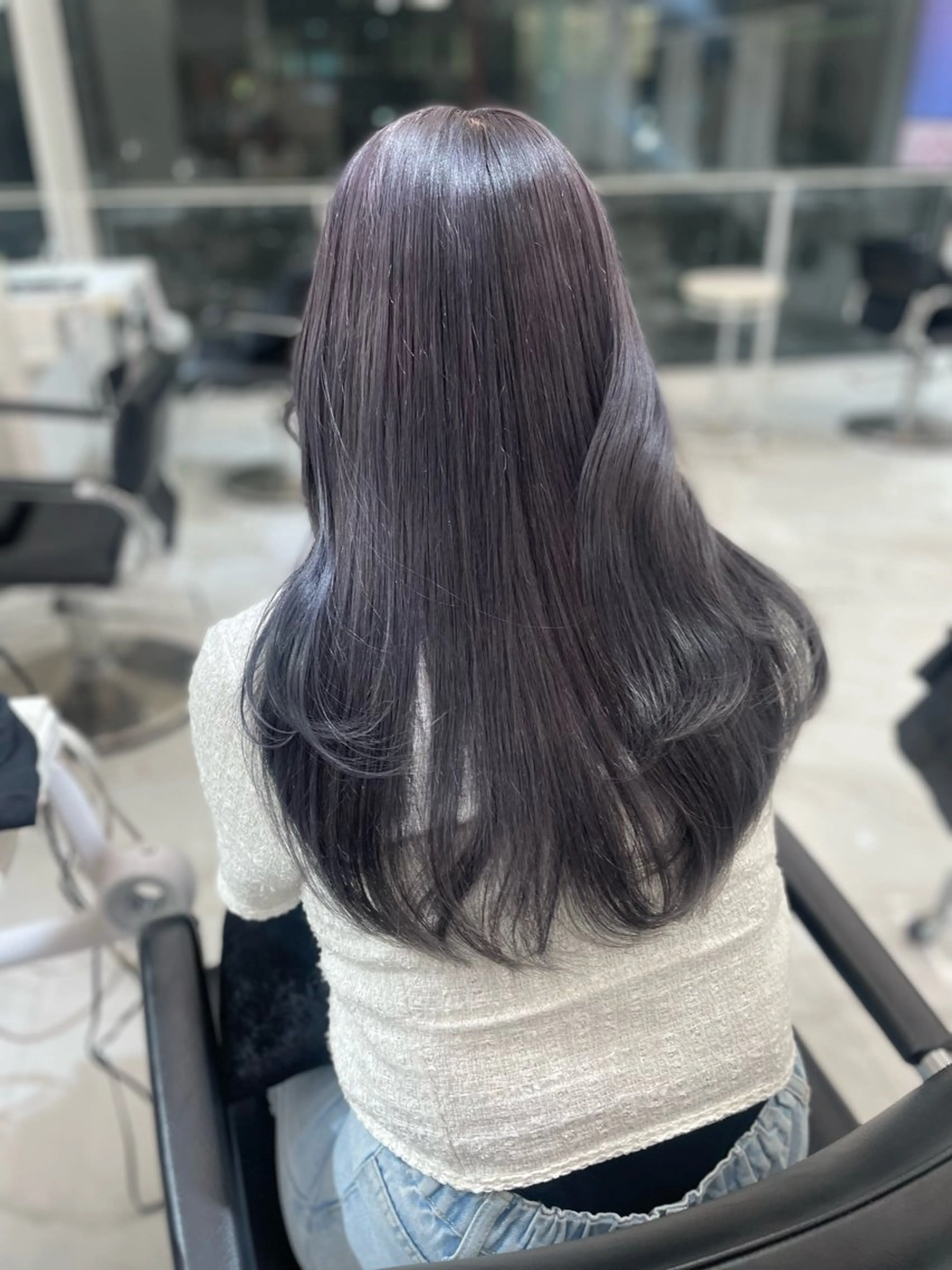 ロング カラー 透明感カラー ラベンダーカラー ラベンダーグレー ヘアカラー 大人韓国ヘア 渋谷/Satsukiのヘアスタイル