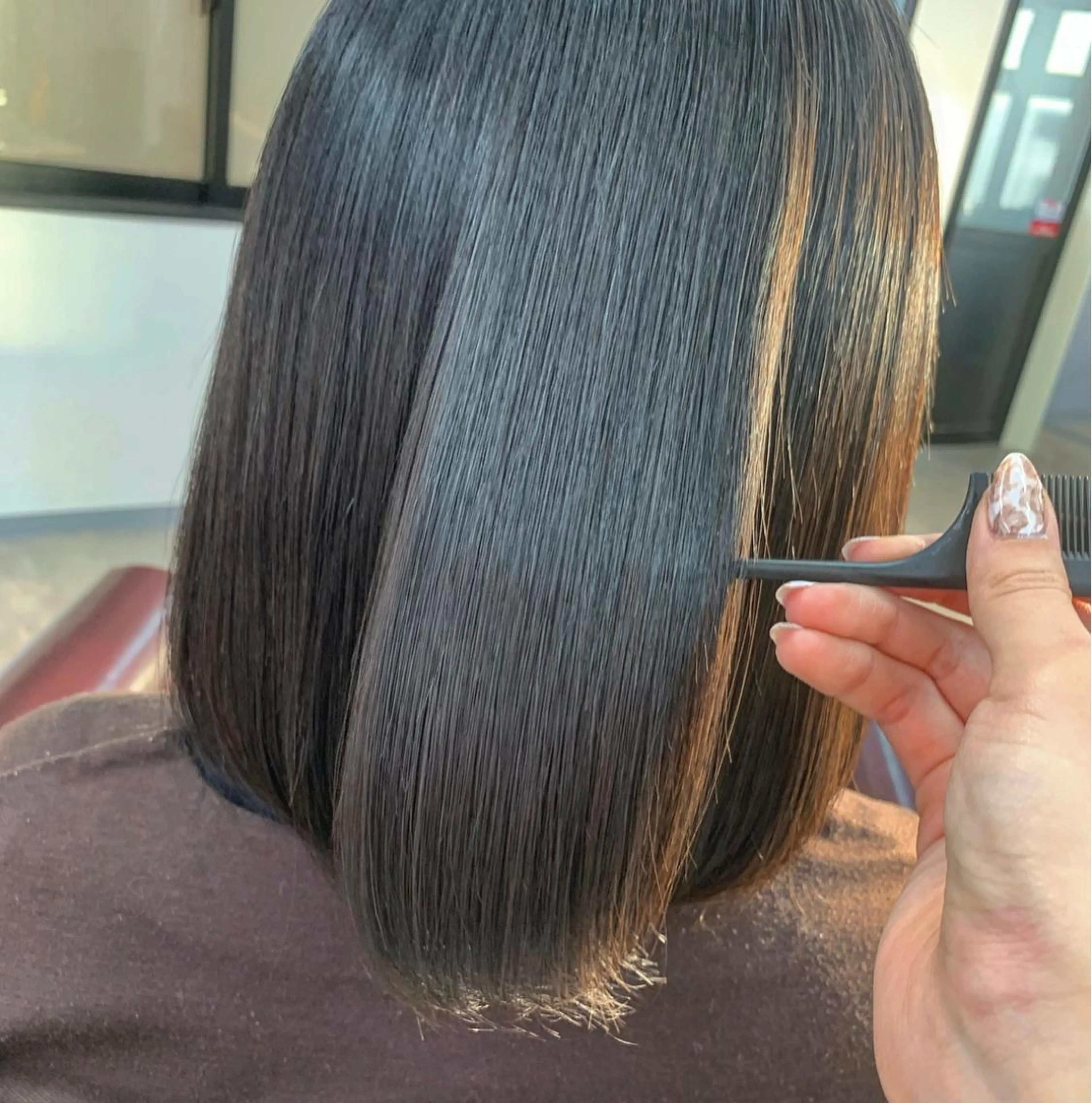 ミディアム 縮毛矯正 🌸星名 萌々🌸 Recharme新保のヘアスタイル