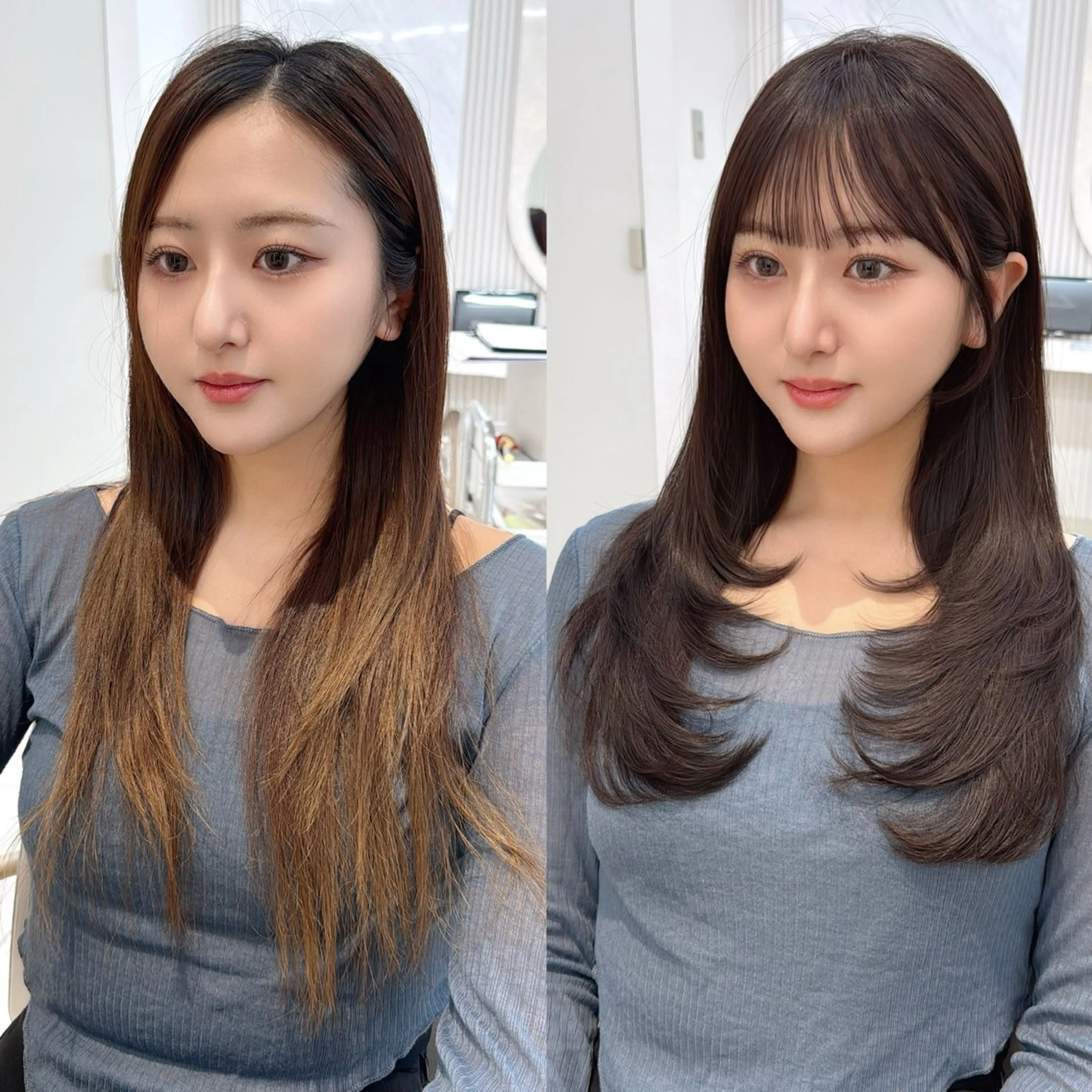 セミロング カット ヘアカラー トリートメント レイヤーカット/ 顔まわり/アオイのヘアスタイル