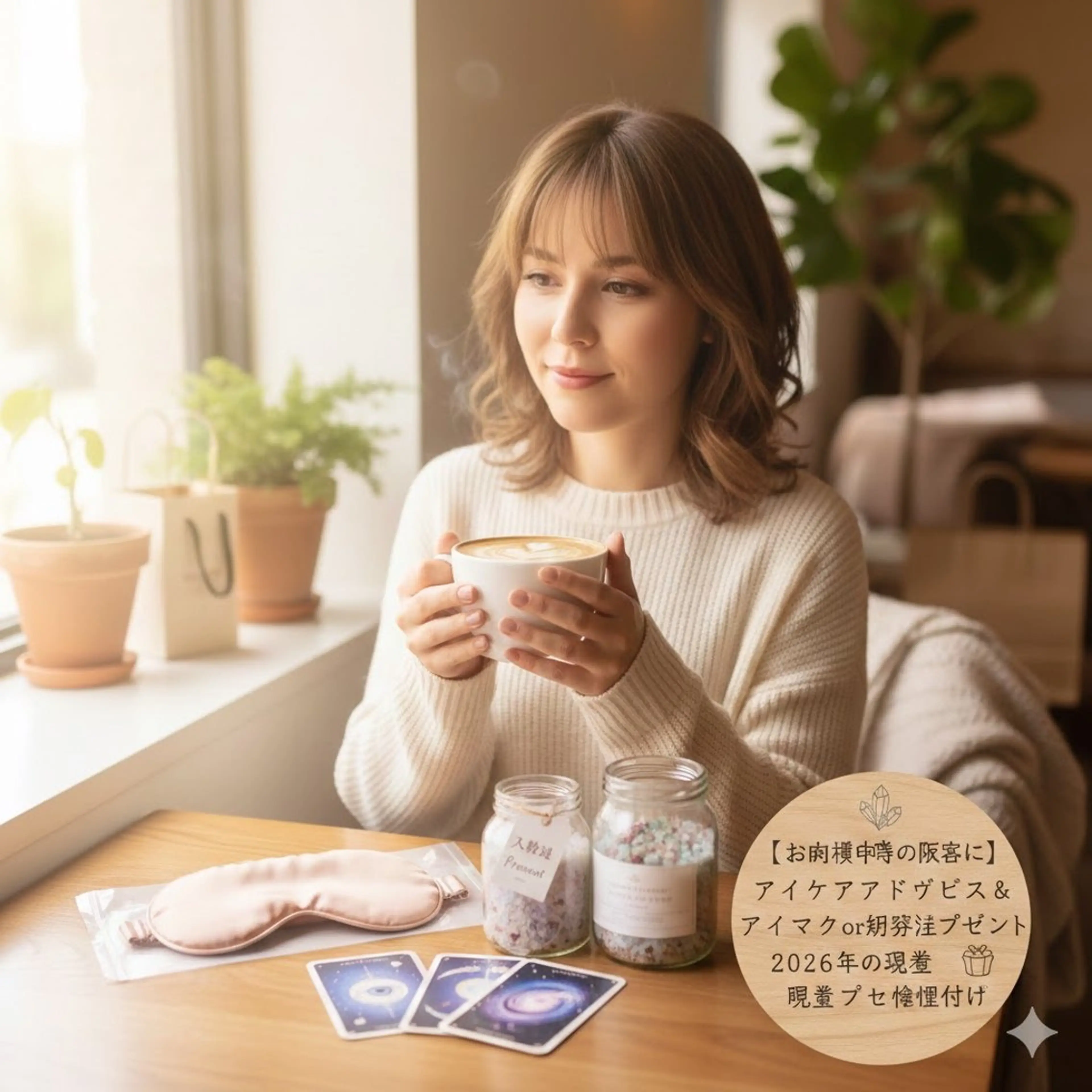 【お買い物中の休息に】アイケアアドバイス＆アイマスクor入浴剤プレゼント🎁2026年の運勢プチ鑑定付きの写真