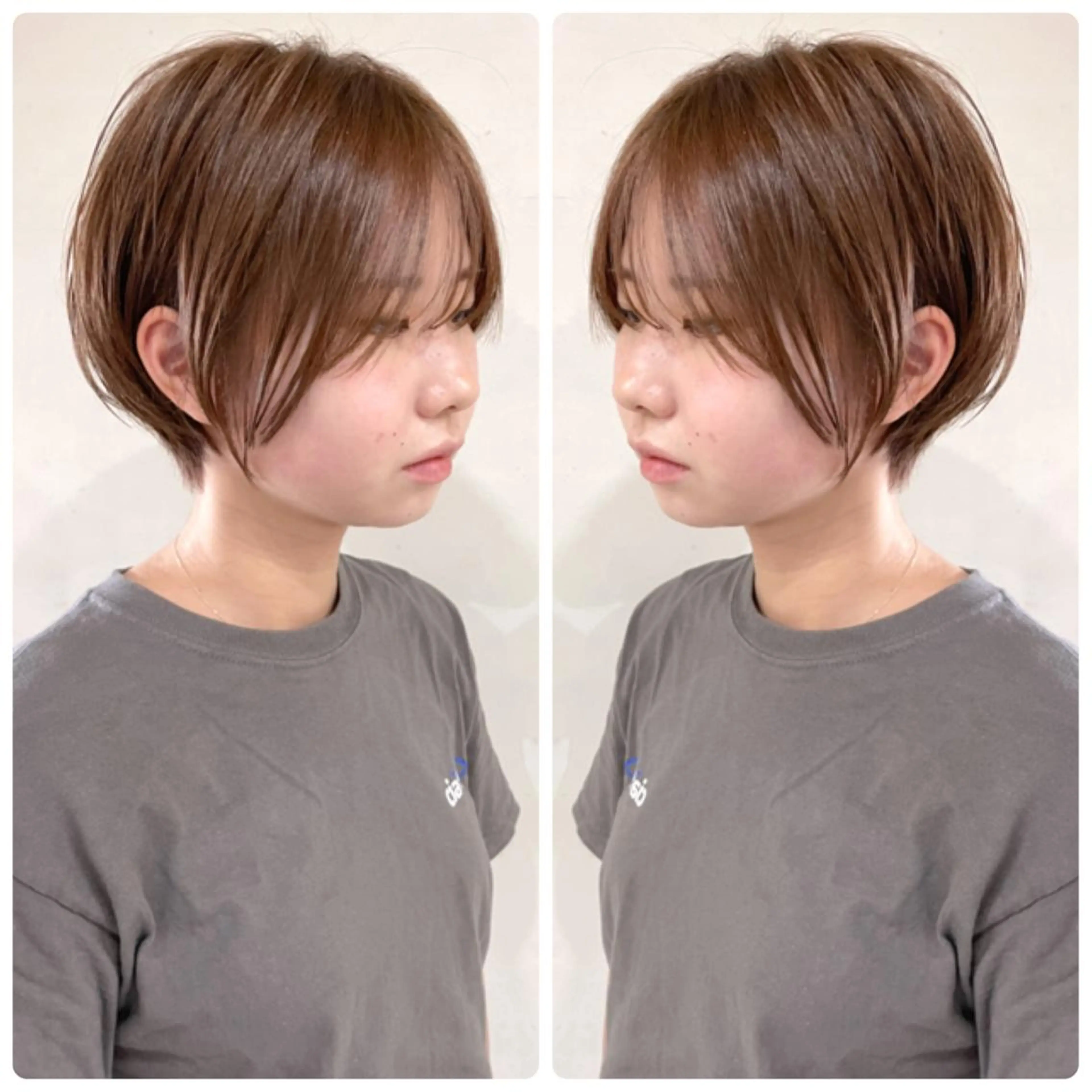 ショート カラー ショートボブ ハンサムショート 丸みショート デザインカラー ハイライトカラー カット ヘアカラー トリートメント 京都大人女性ショート 徒歩1分/秋山のヘアスタイル