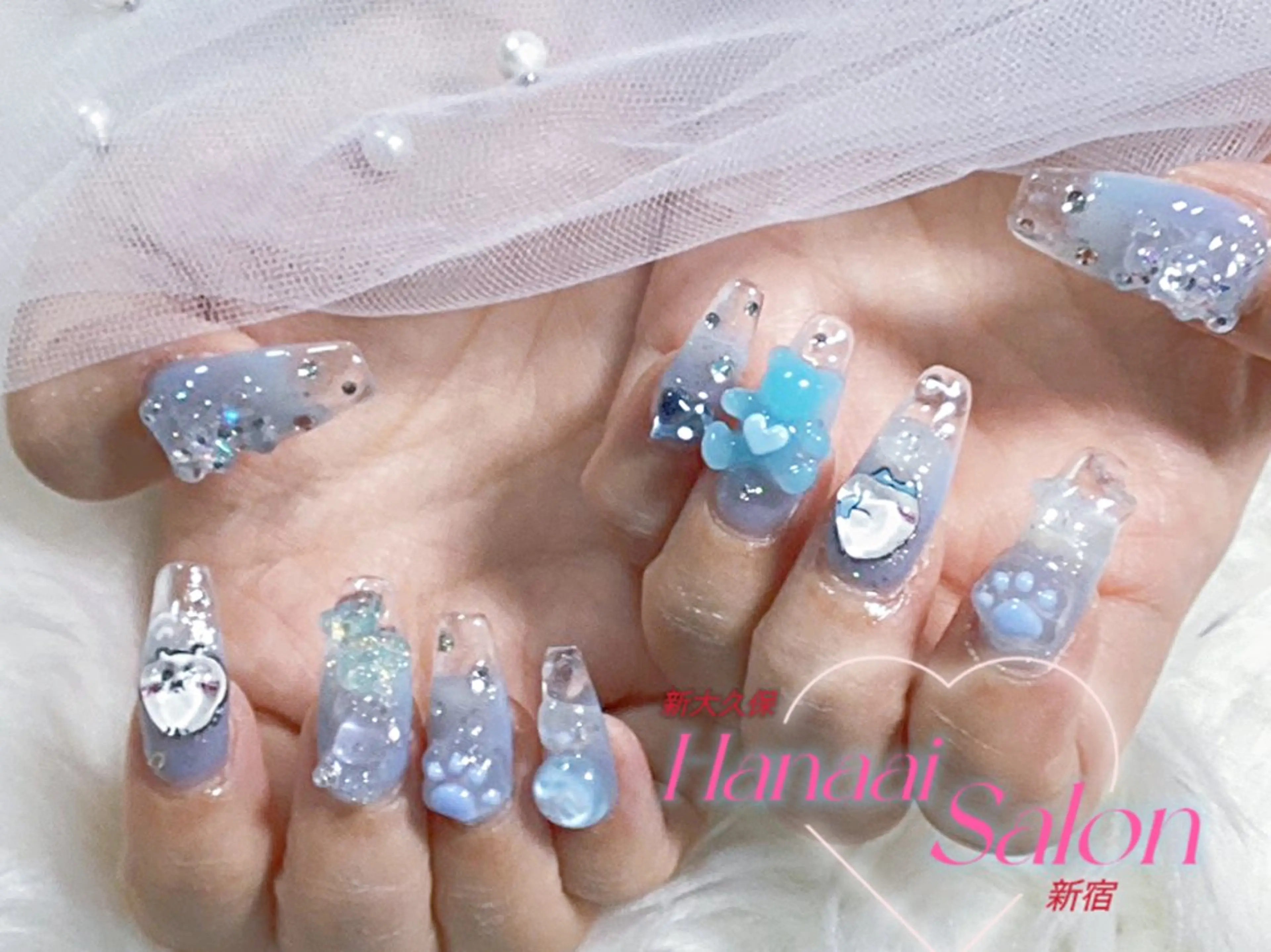 セミロング ハンドネイル Hanaai Salon新大久保店のネイルデザイン