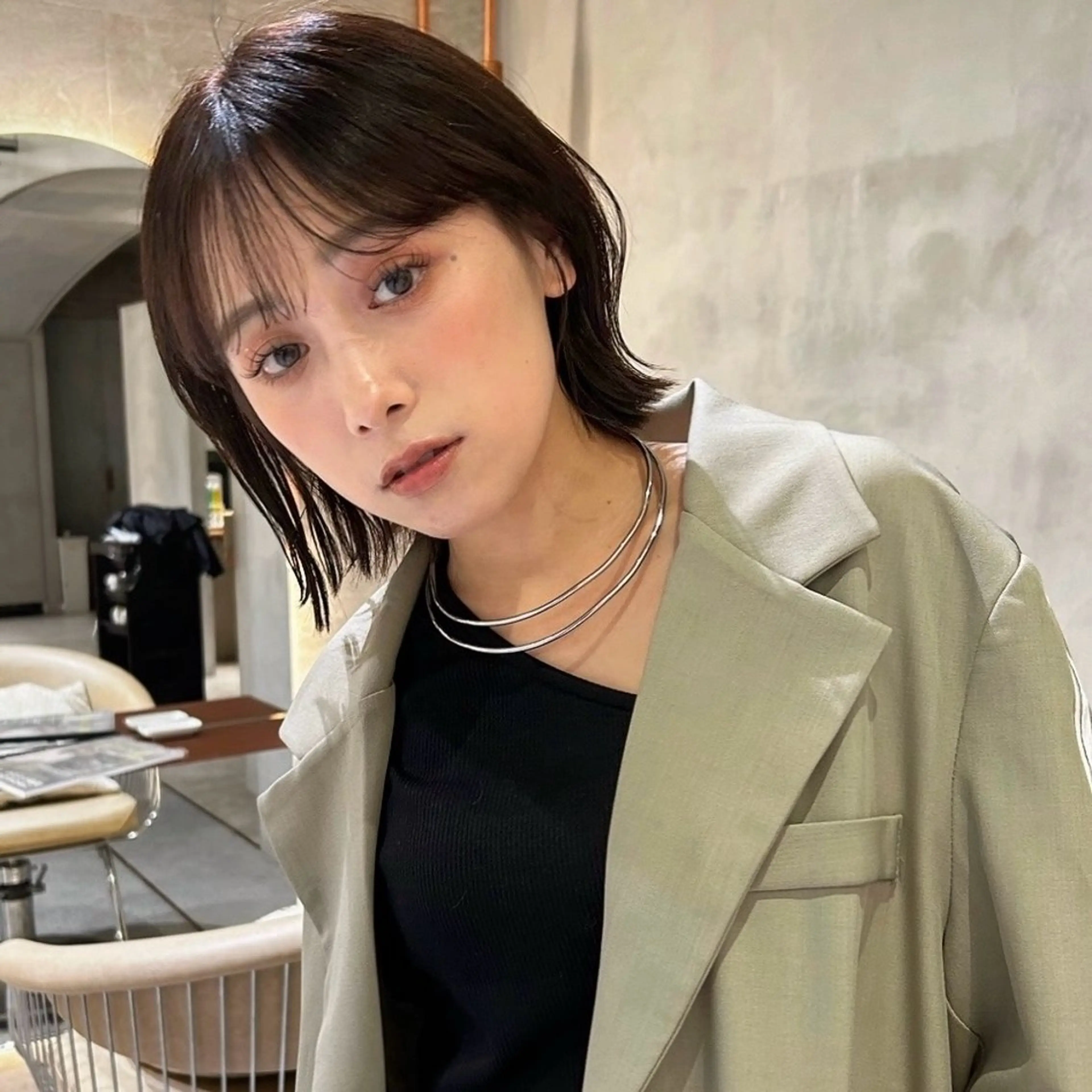 ミディアム カット ヘアカラー トリートメント 艶カラー/ボブ /似合わせ/田口愛那のヘアスタイル