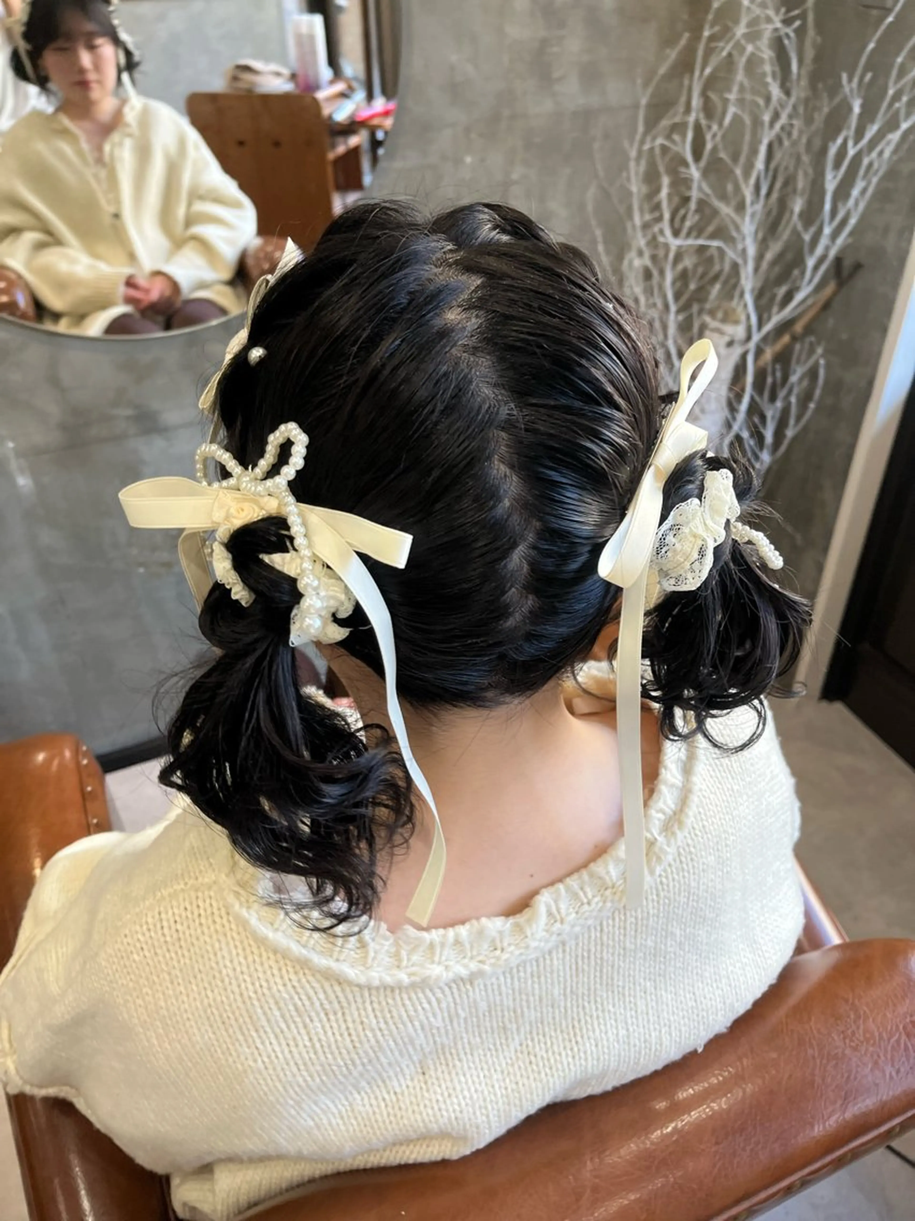 セミロング カラー ヘアアレンジ Noele hair atelier(ノエルヘアアトリエ)所属・北上ゆい/個性派/ ナチュラルアレンジのヘアスタイル