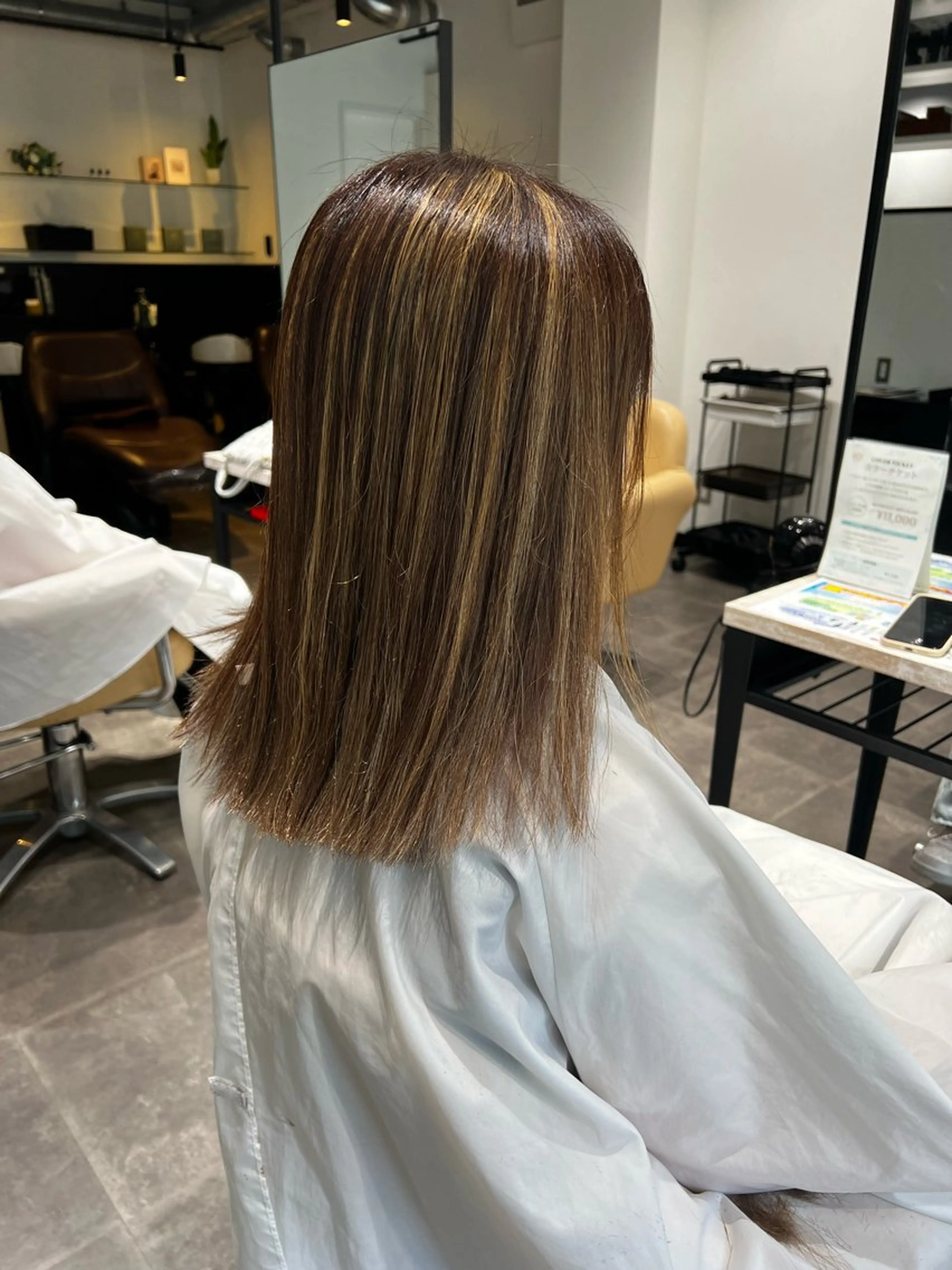 ミディアム ハイライト 福田 秀好のヘアスタイル