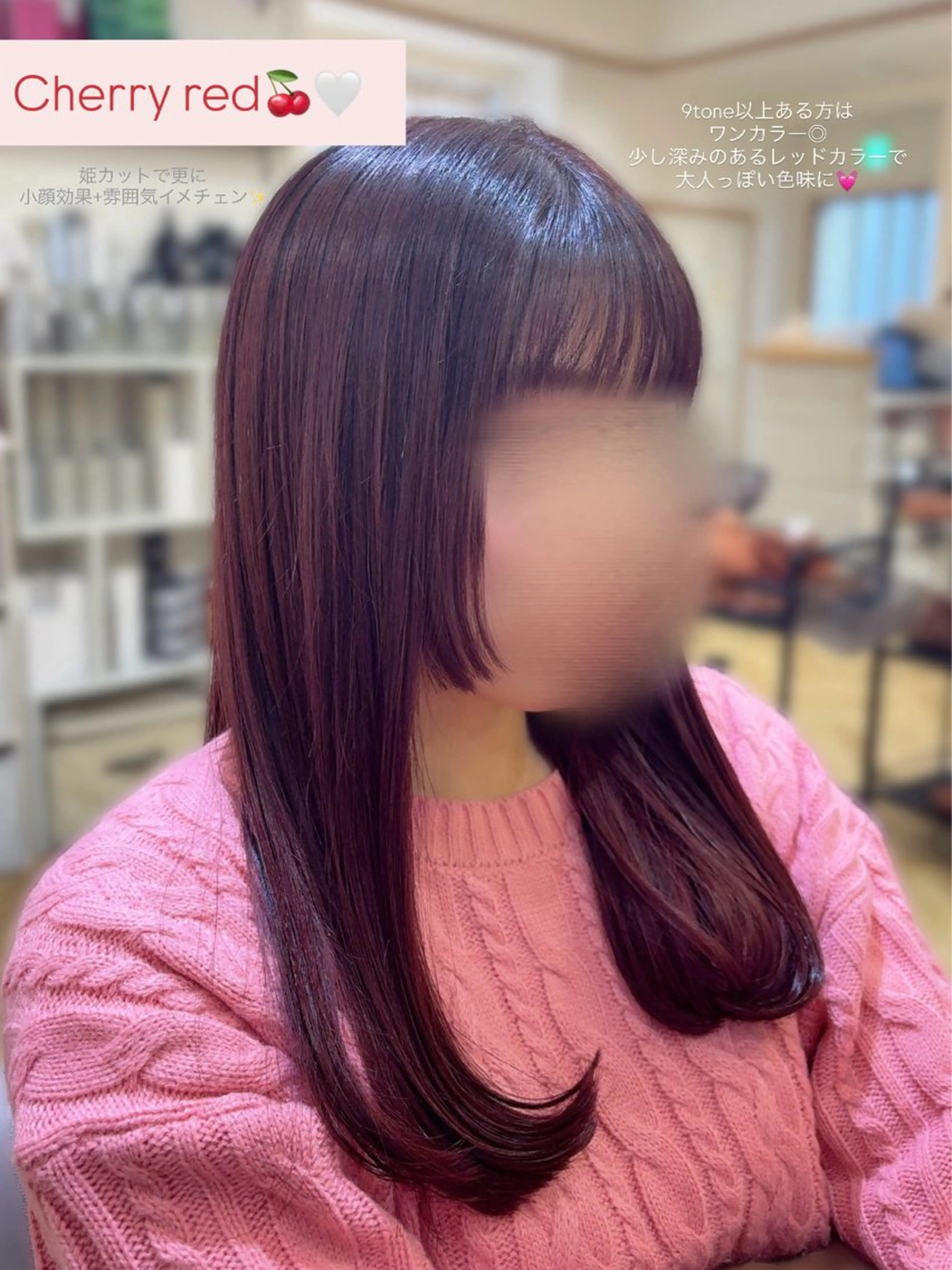 セミロング カラー レッドカラー 姫カット 小顔カット カット ヘアカラー トリートメント 🌷MIREA🌷 LUANA 難波店のヘアスタイル