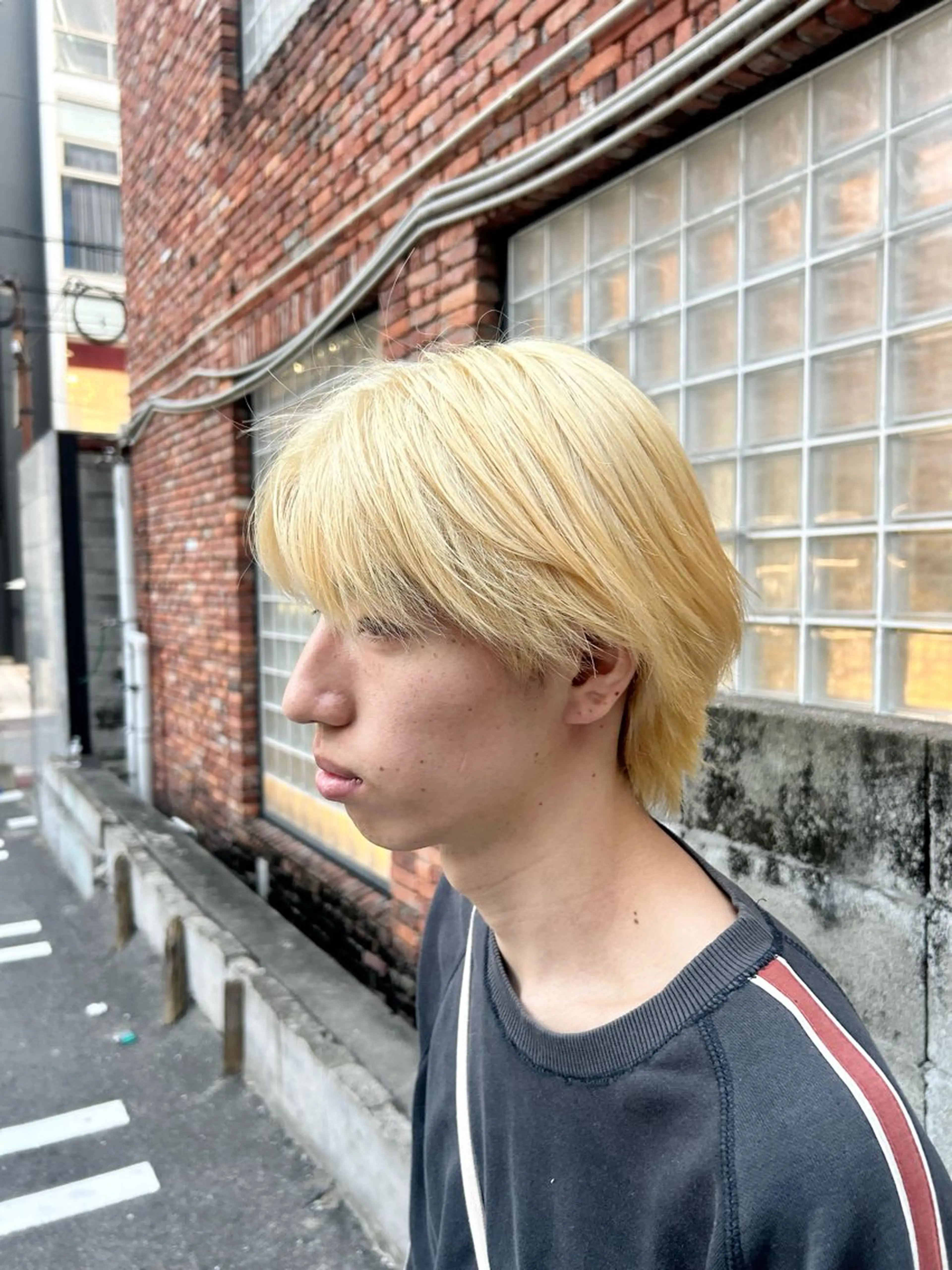 カラー メンズ ヘアカラー 髪質改善×ハイトーン レイヤー天神美容室のヘアスタイル