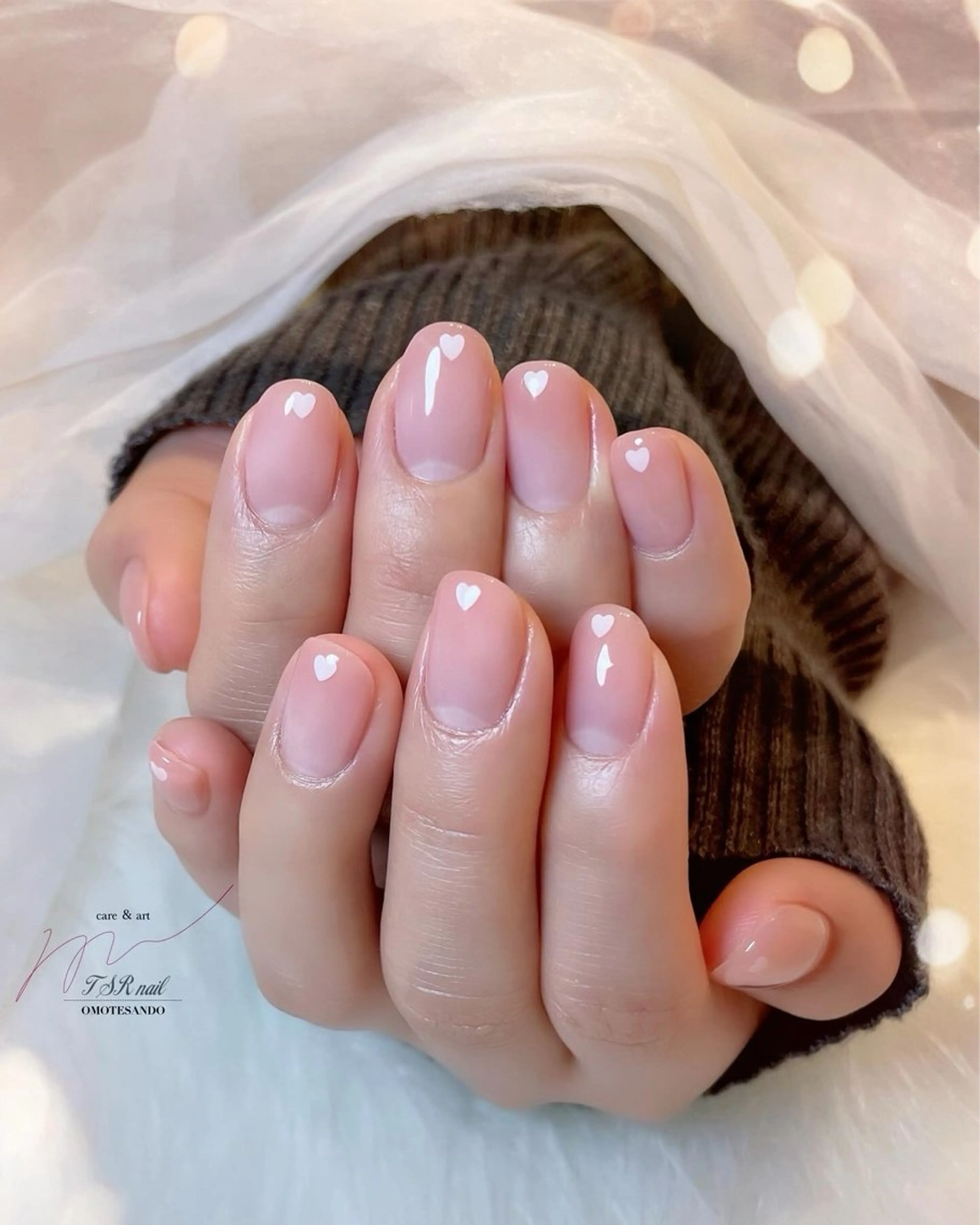 ネイル ハート オフィスネイル ピンク シンプルネイル ハンドネイル ハンドケア 爪咲 りり花のネイルデザイン