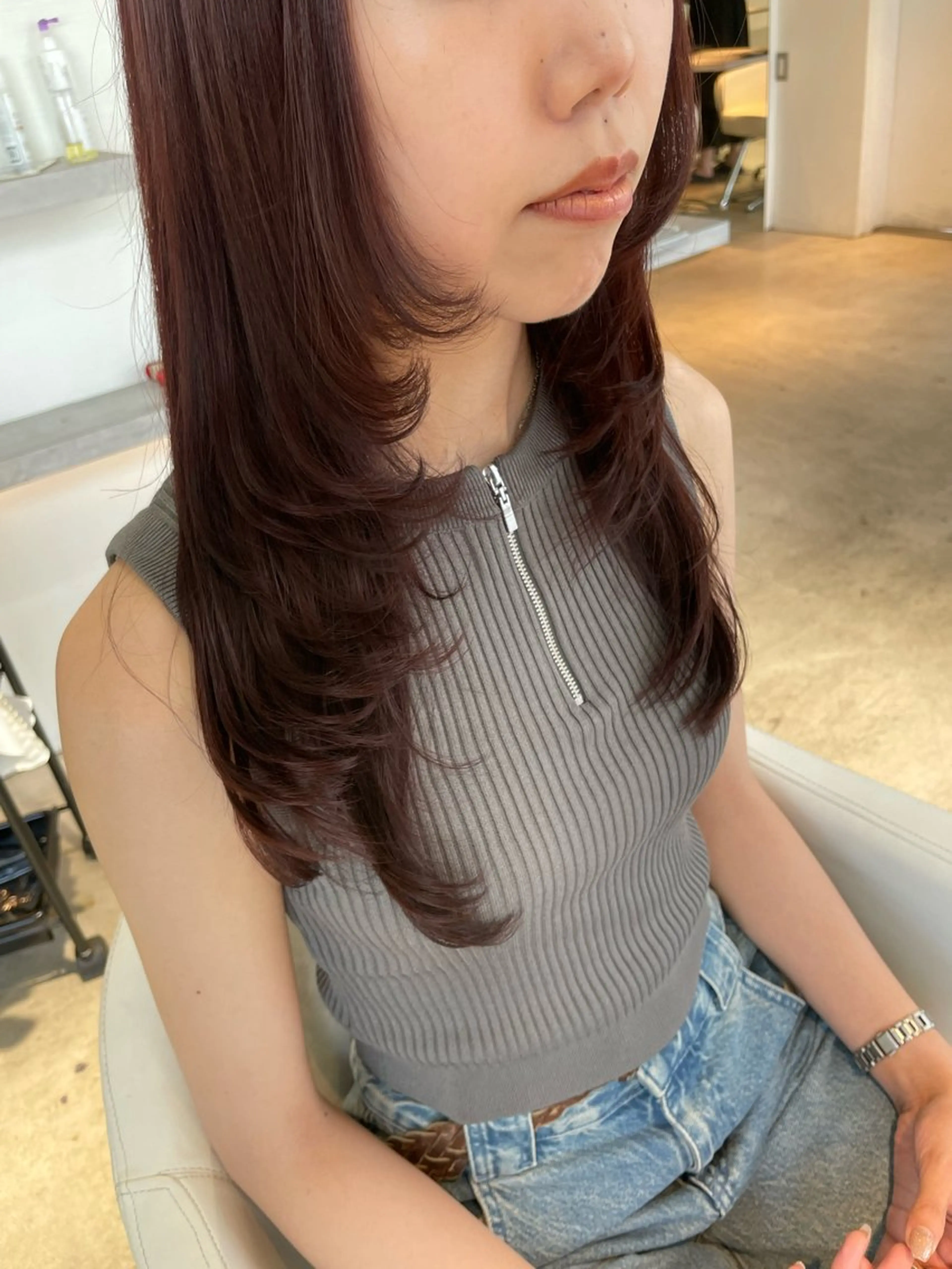 セミロング カラー ブラウンカラー ピンクカラー ピンクブラウン レイヤーカット ✨髪のソムリエ✨ 岩川和生のヘアスタイル