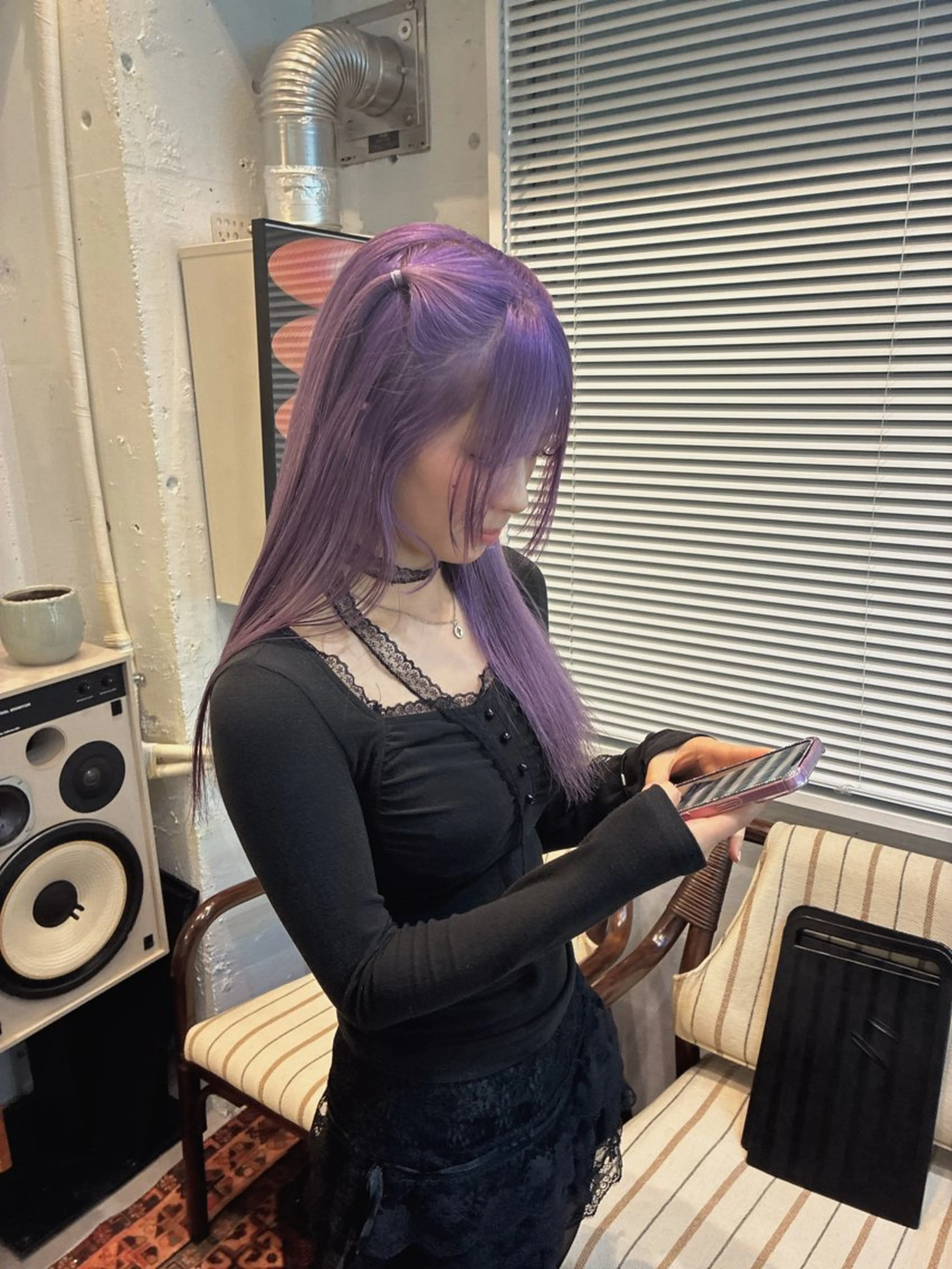 ロング 綺星 ハイトーン/デザインのヘアスタイル