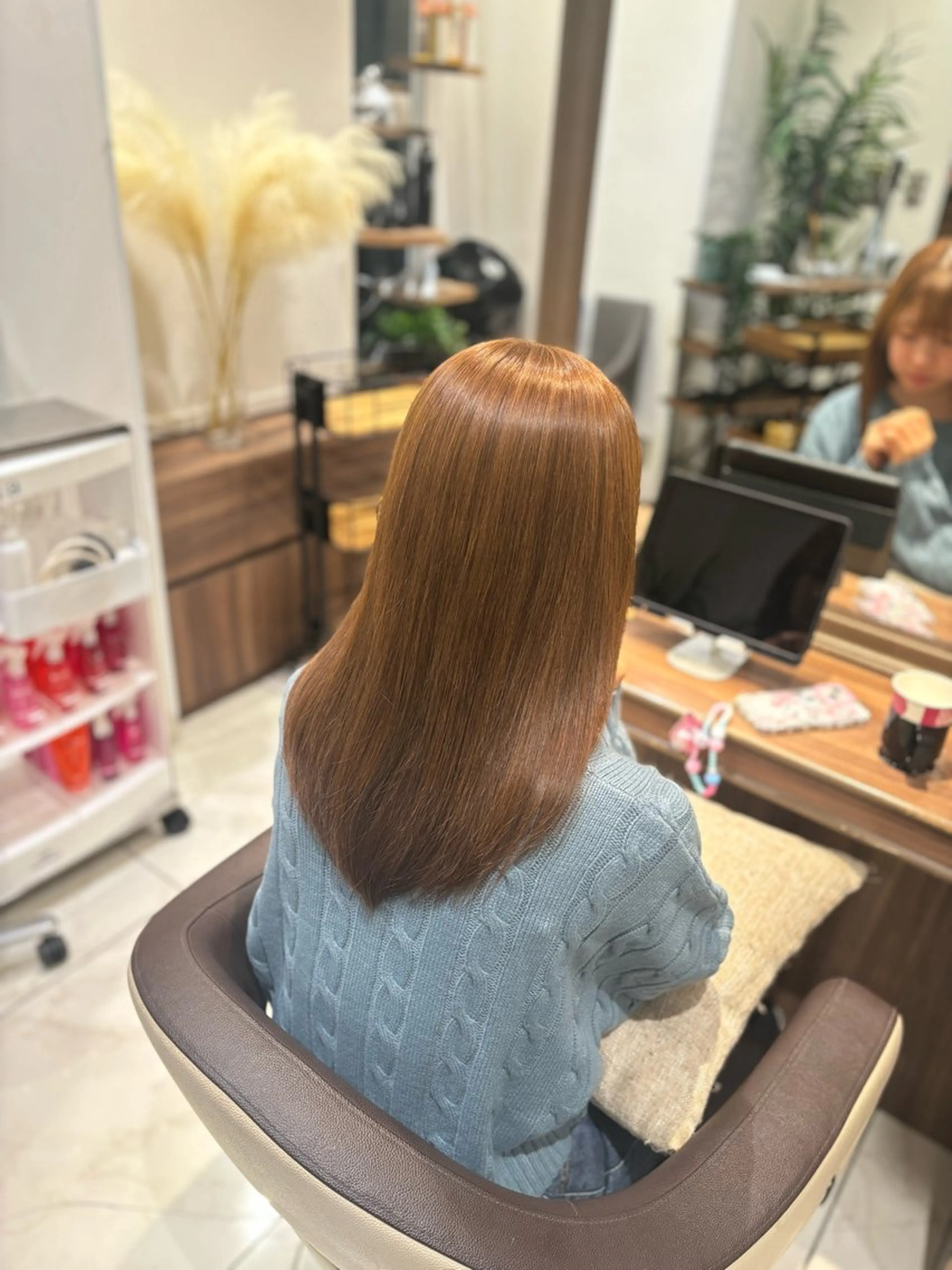 セミロング パーマ ツヤ髪縮毛矯正💫/ ハイトーン/あゆみのヘアスタイル