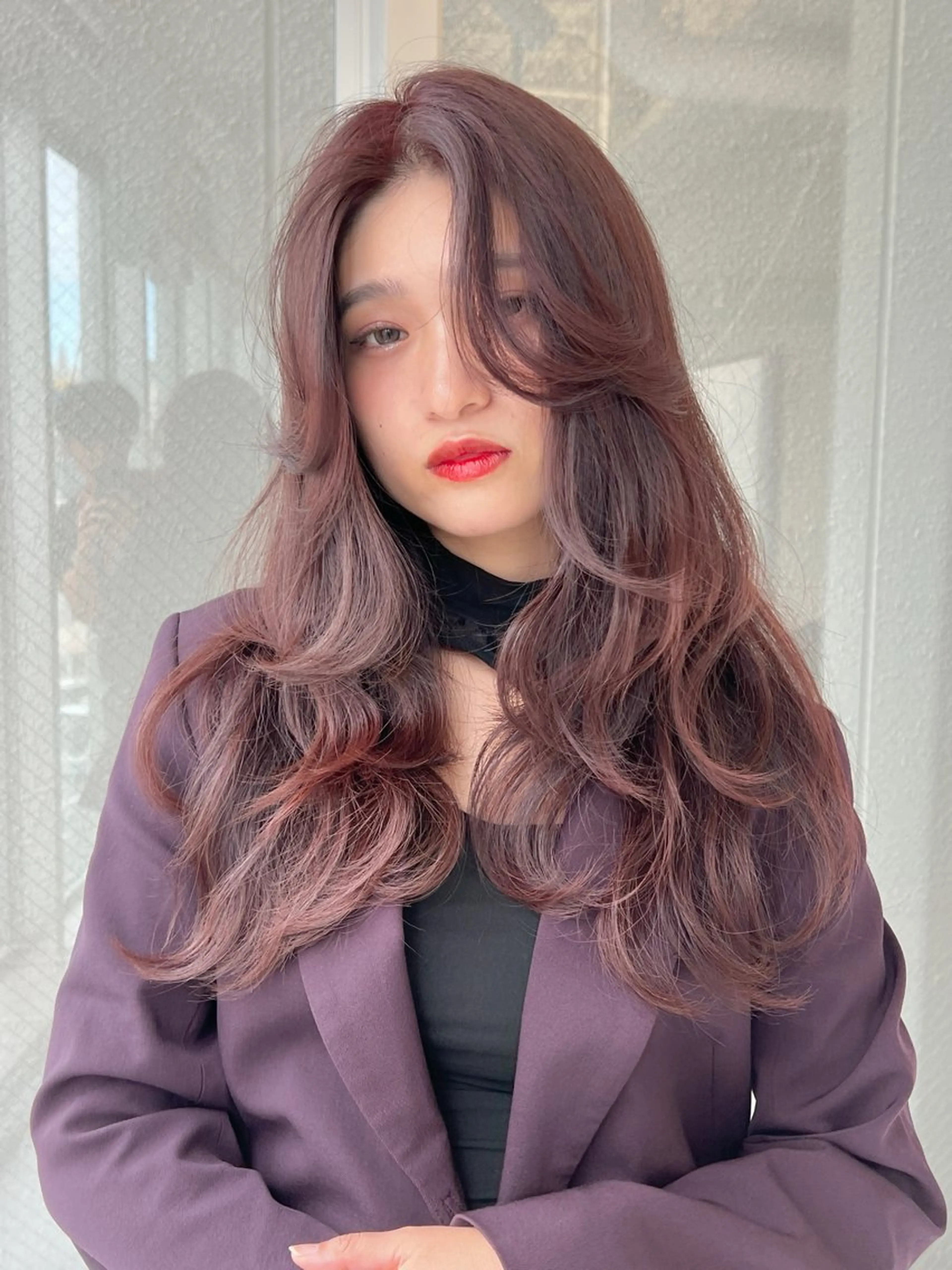 セミロング カラー ベージュカラー ピンクカラー ピンクベージュ くびれヘア レイヤーカット カット ヘアカラー トリートメント ボブ・レイヤーカット 吉敷航一のヘアスタイル