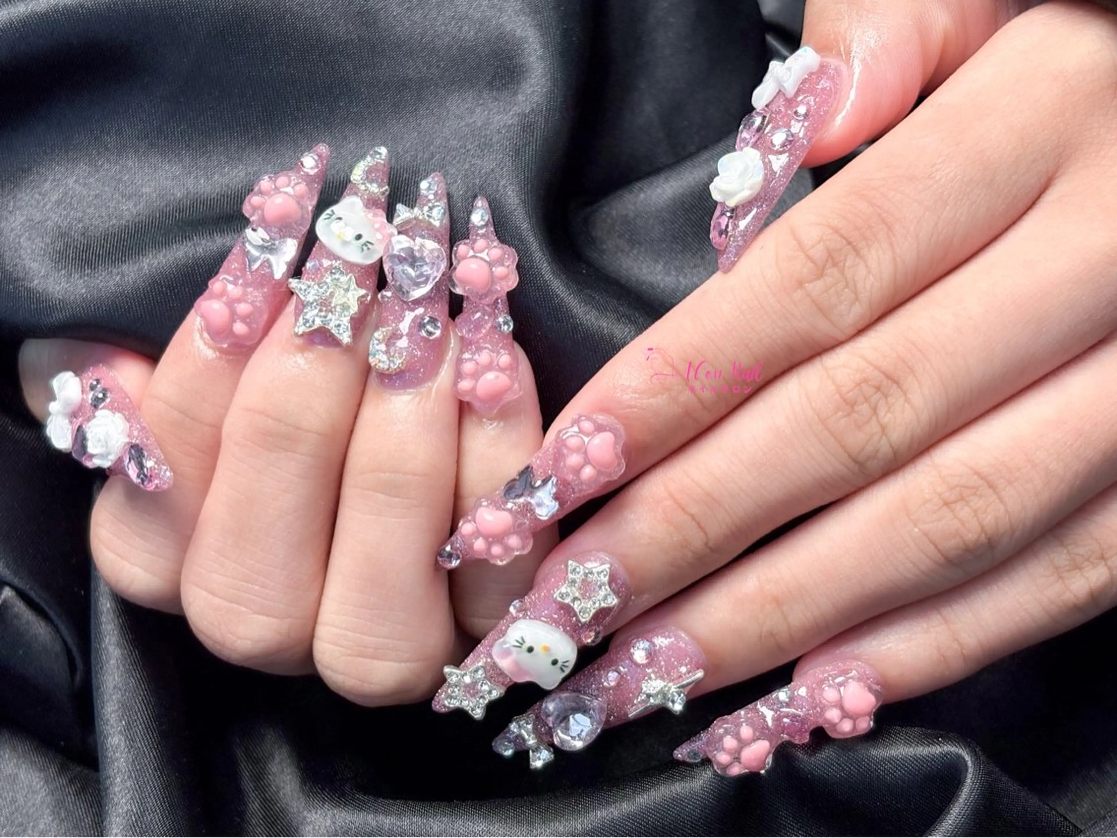 ネイル 桜ネイル 長さ出し フラワーネイル フレンチネイル ジェルネイル ハンドネイル AConNailSalon所属・ACon NailSalonのネイルデザイン