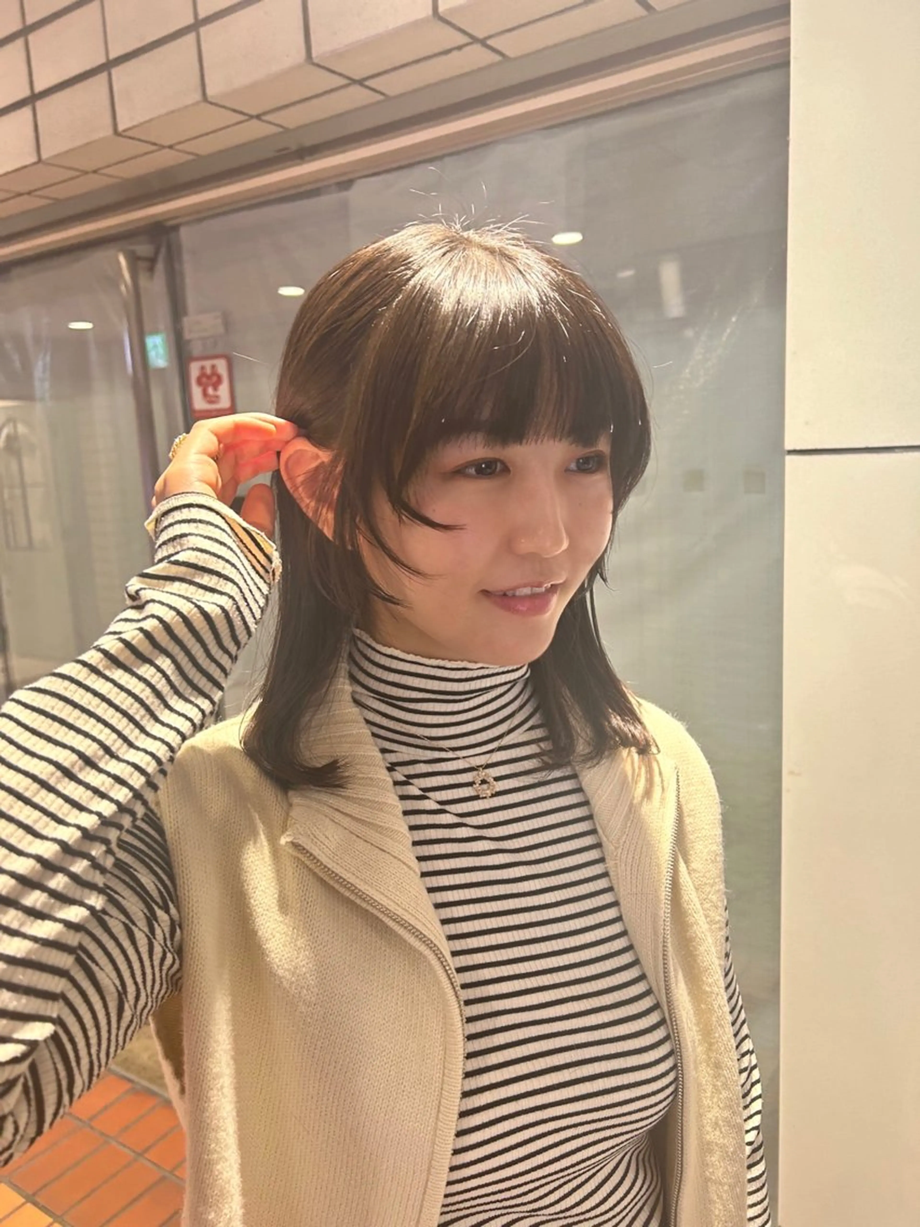 セミロング カラー 顔まわりレイヤー 顔周りカット レイヤーカット トリートメント ヘアカラー トリートメント 🍓女性専用サロン/ こころ🍓のヘアスタイル