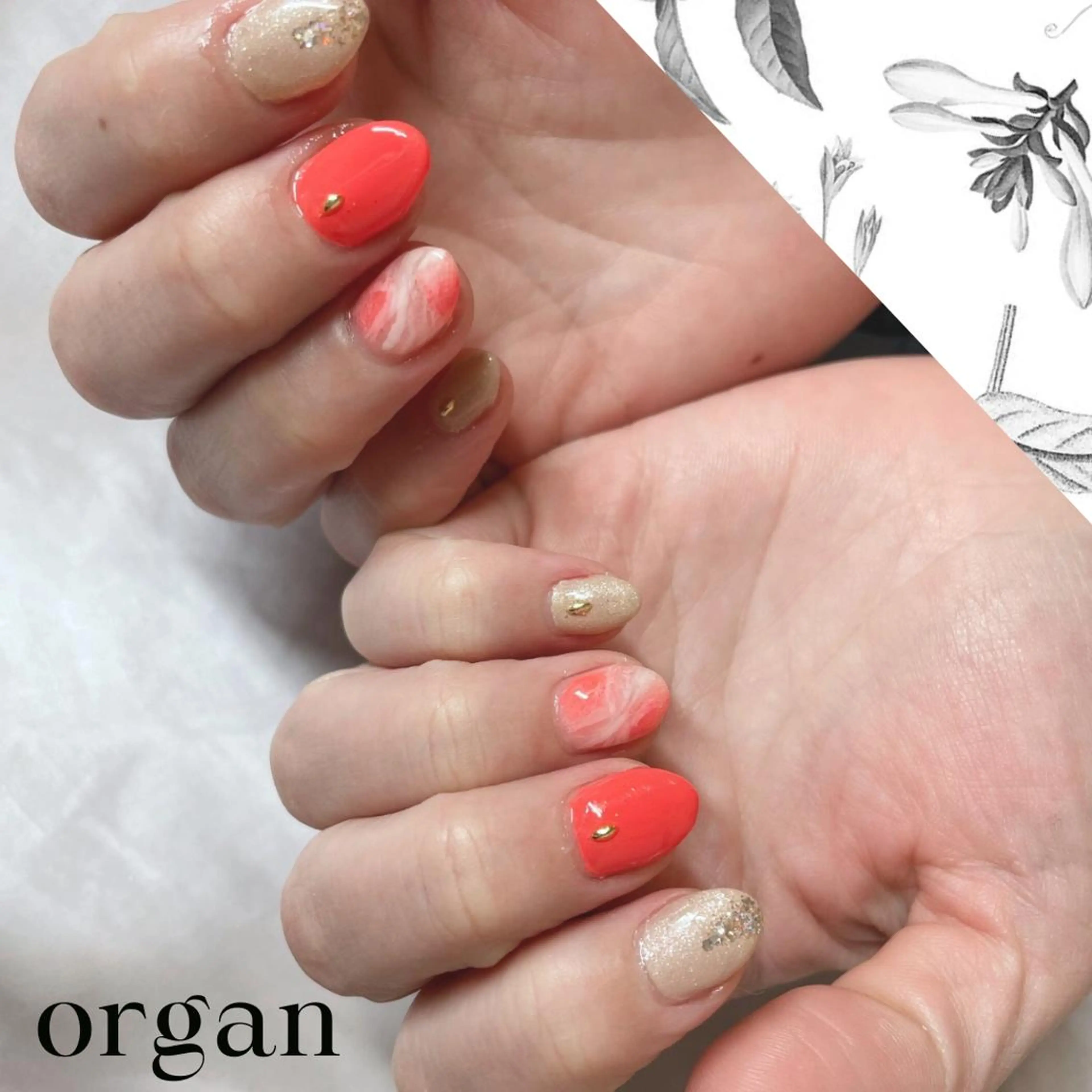 ネイル ニュアンスネイル オレンジ 【ＯＲＧＡＮ】 nailのネイルデザイン