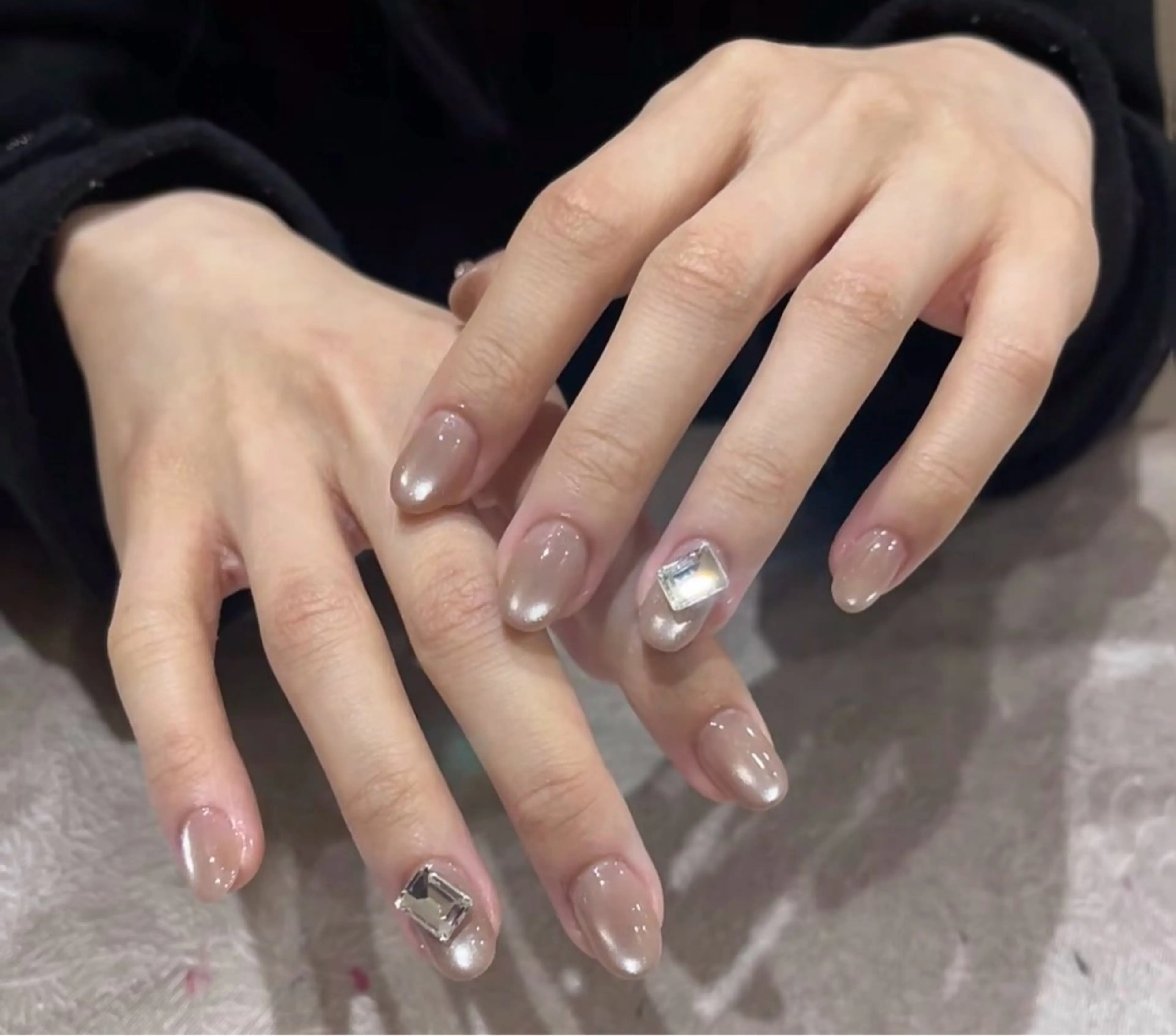 ネイル チークネイル 成人式 フレンチネイル グラデーション 氷ネイル・うるうるネイル ハンドネイル DUO MI所属・キ キnailのネイルデザイン