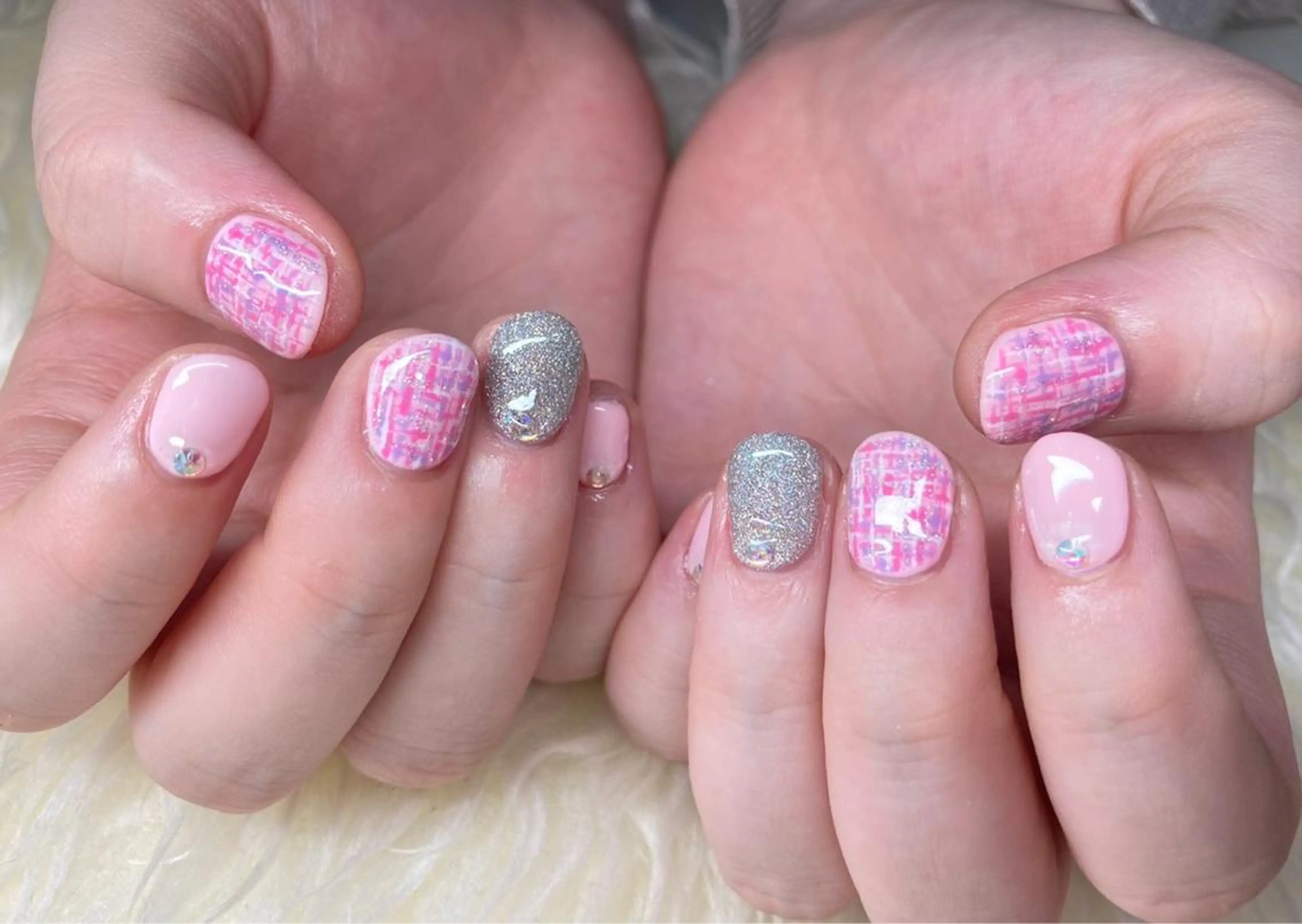 ネイル ジェルネイル 韓国ネイル パラジェル ツイードネイル 冬ネイル ハンドネイル Nail&eye Belire 新宿のネイルデザイン