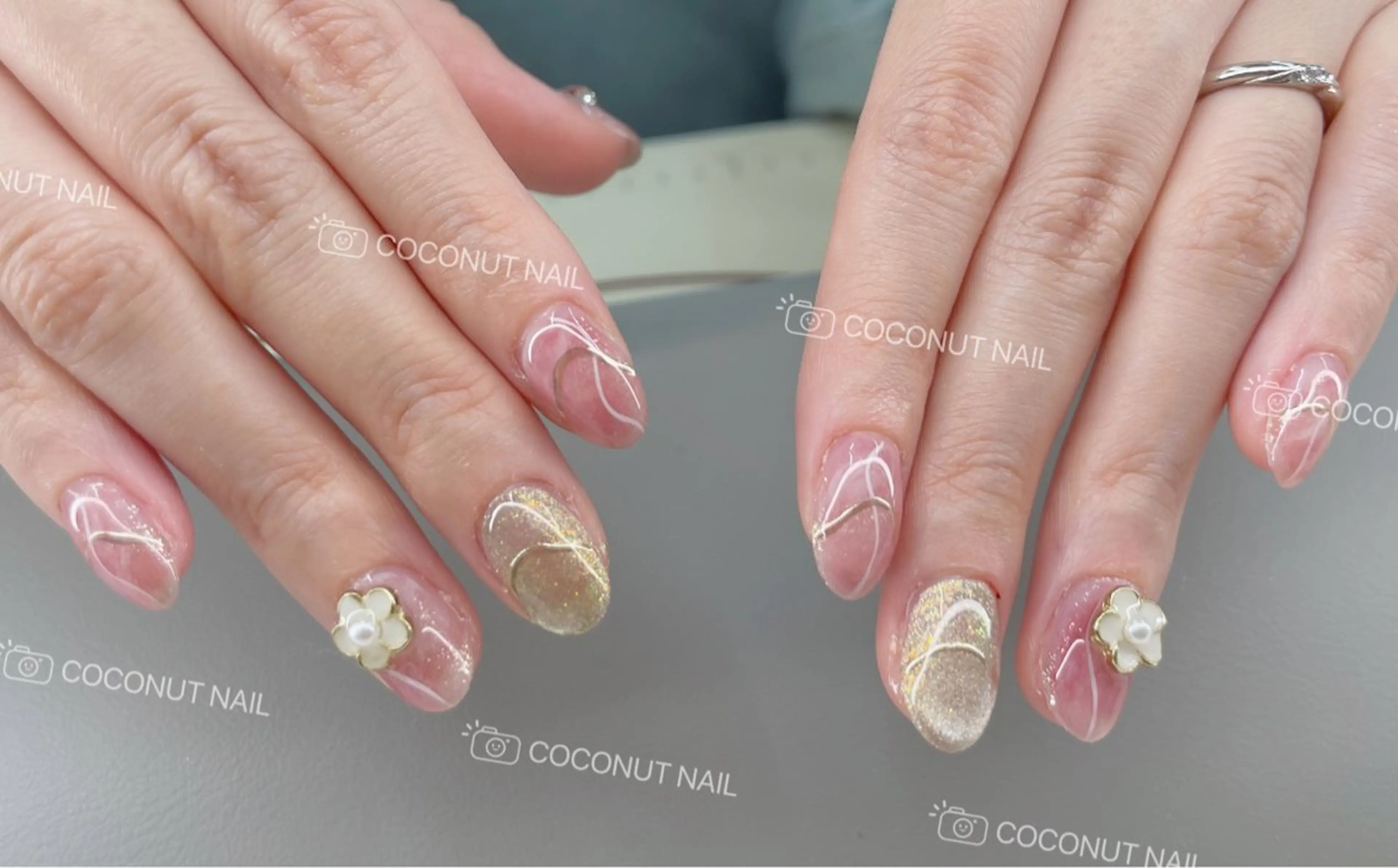 ネイル ワンホンネイル ハンドネイル 神田 ココナッツのネイルデザイン