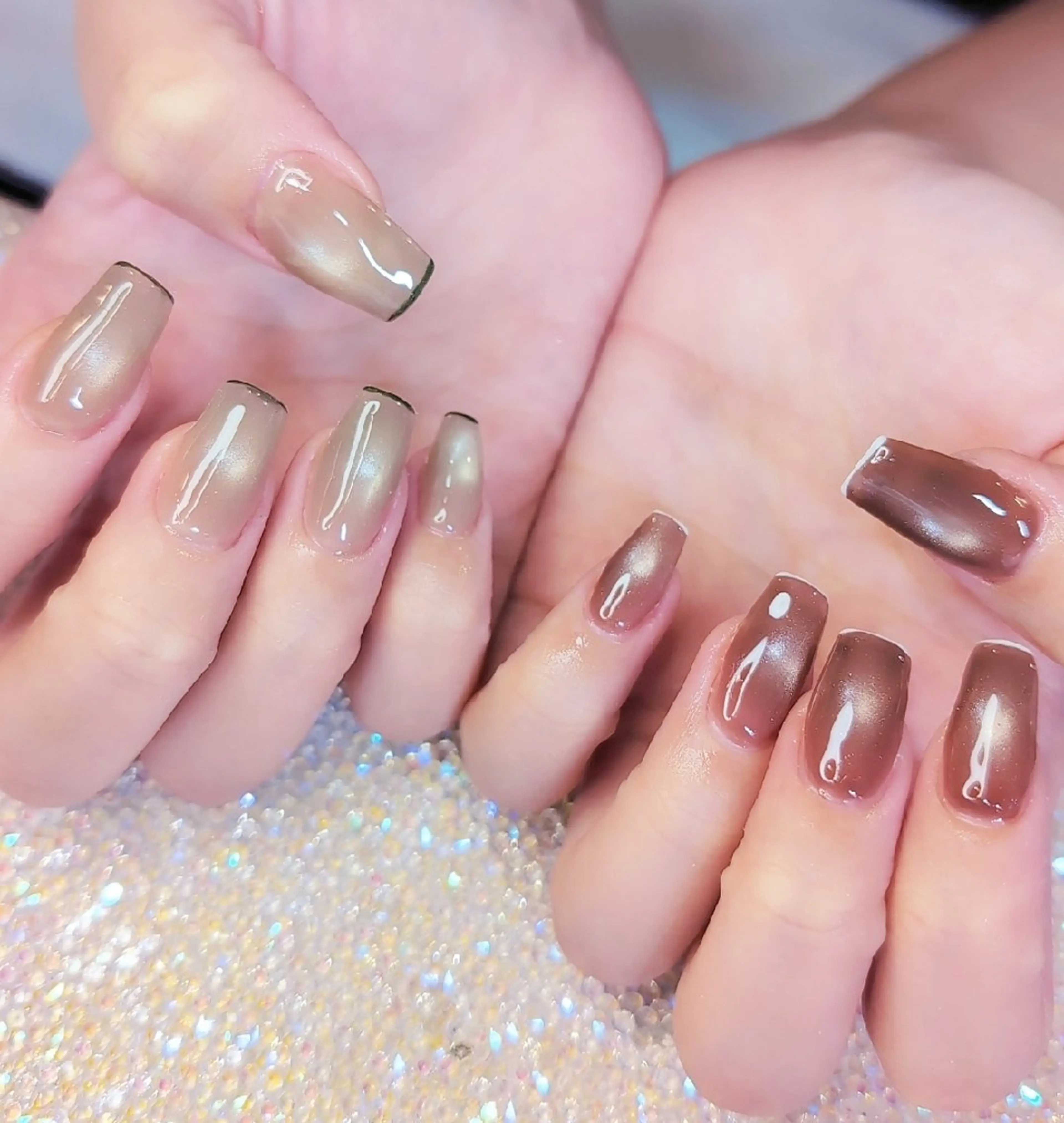 ネイル 長さ出し ジェルネイル 韓国ネイル マグネットネイル ニュアンスネイル ハンドネイル I LOVE ME  NAIL.｡.:*♡のネイルデザイン