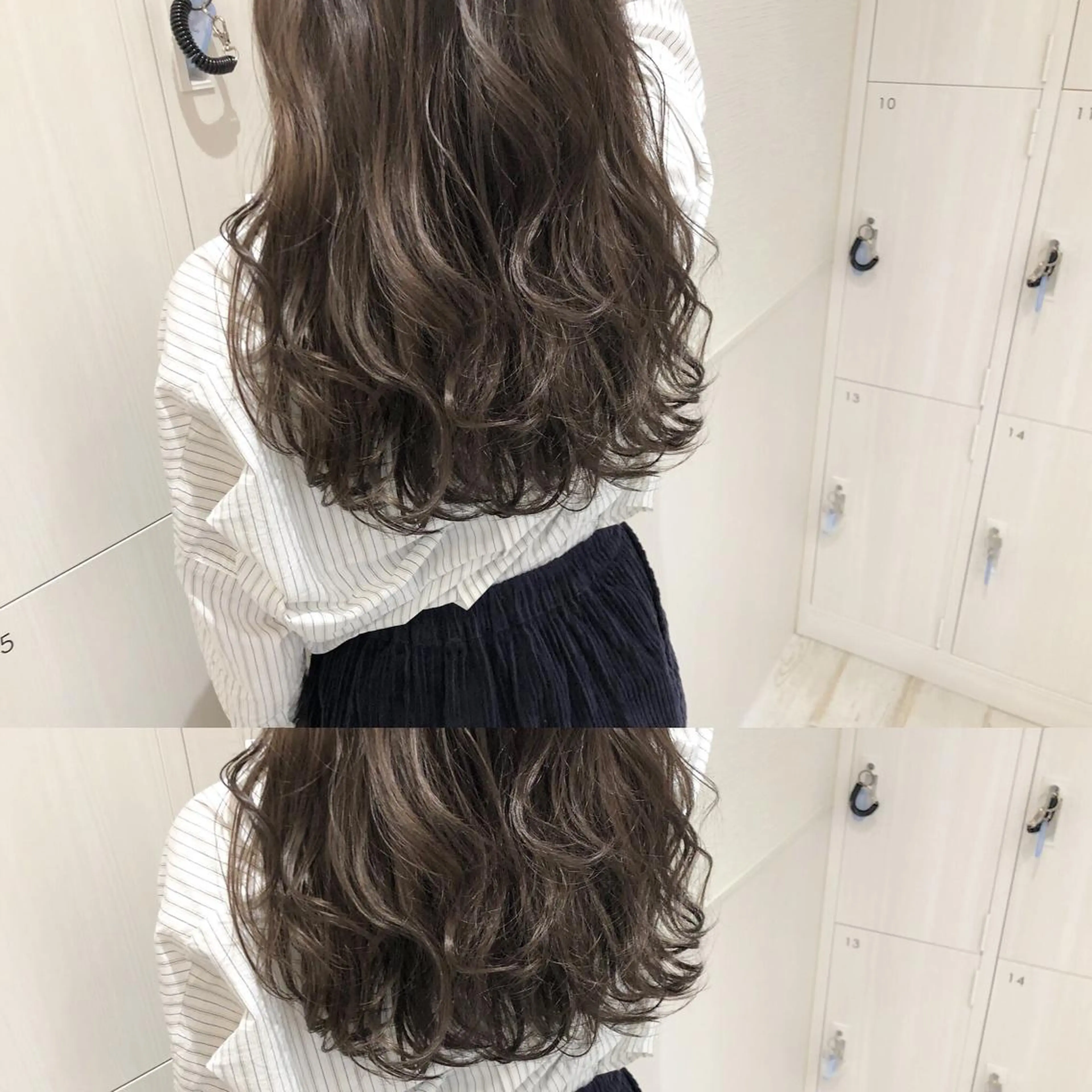 ロング カラー アディクシーカラー アッシュ バレイヤージュ 透明感カラー グラデーションカラー レイヤー/韓国/ 顔周り/しんやのヘアスタイル