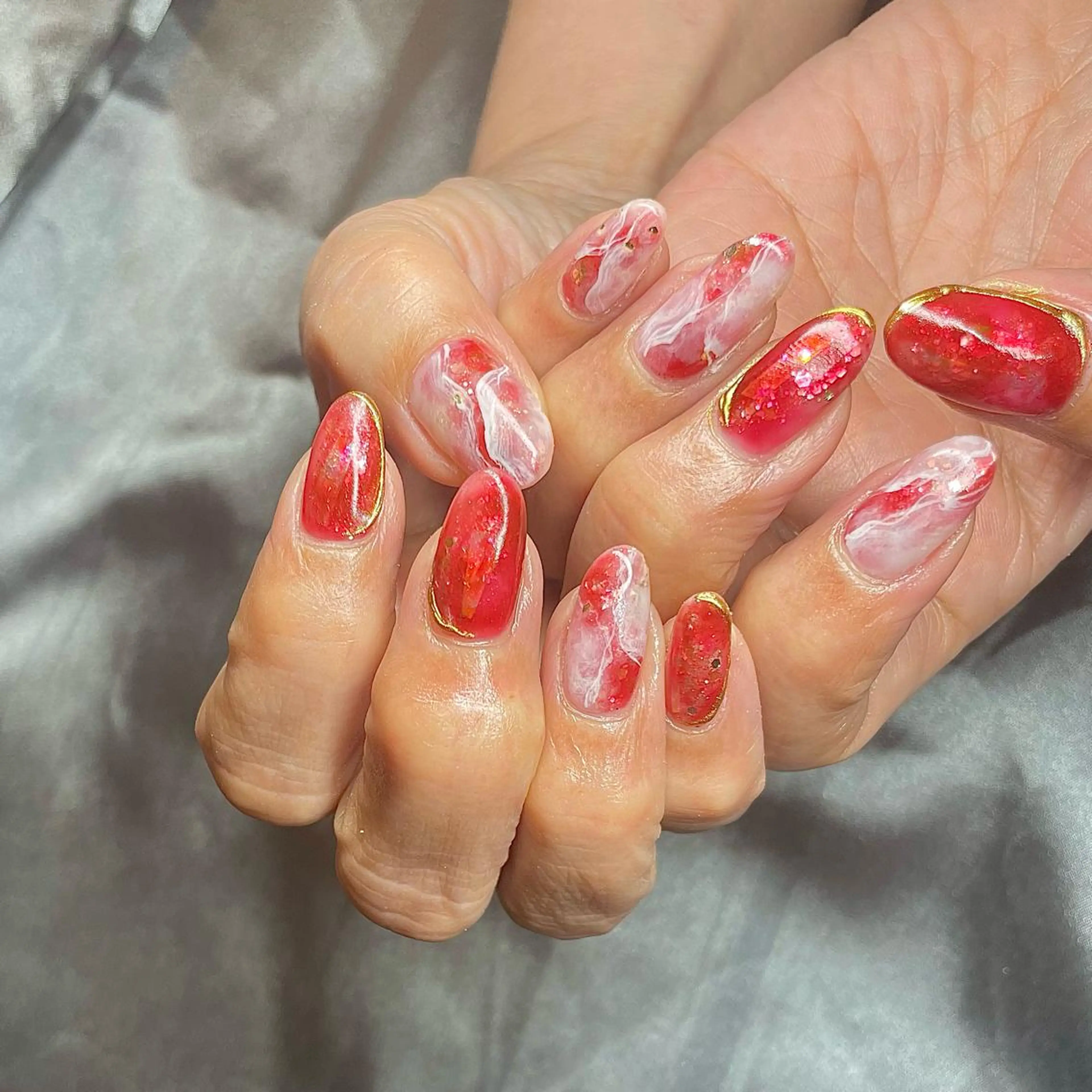 セミロング カラー パーマ ヘアアレンジ メンズ キッズ ネイル マツエク・マツパ アイブロウ カシス ストーンネイル nail&eye Aoのマツエク・マツパデザイン