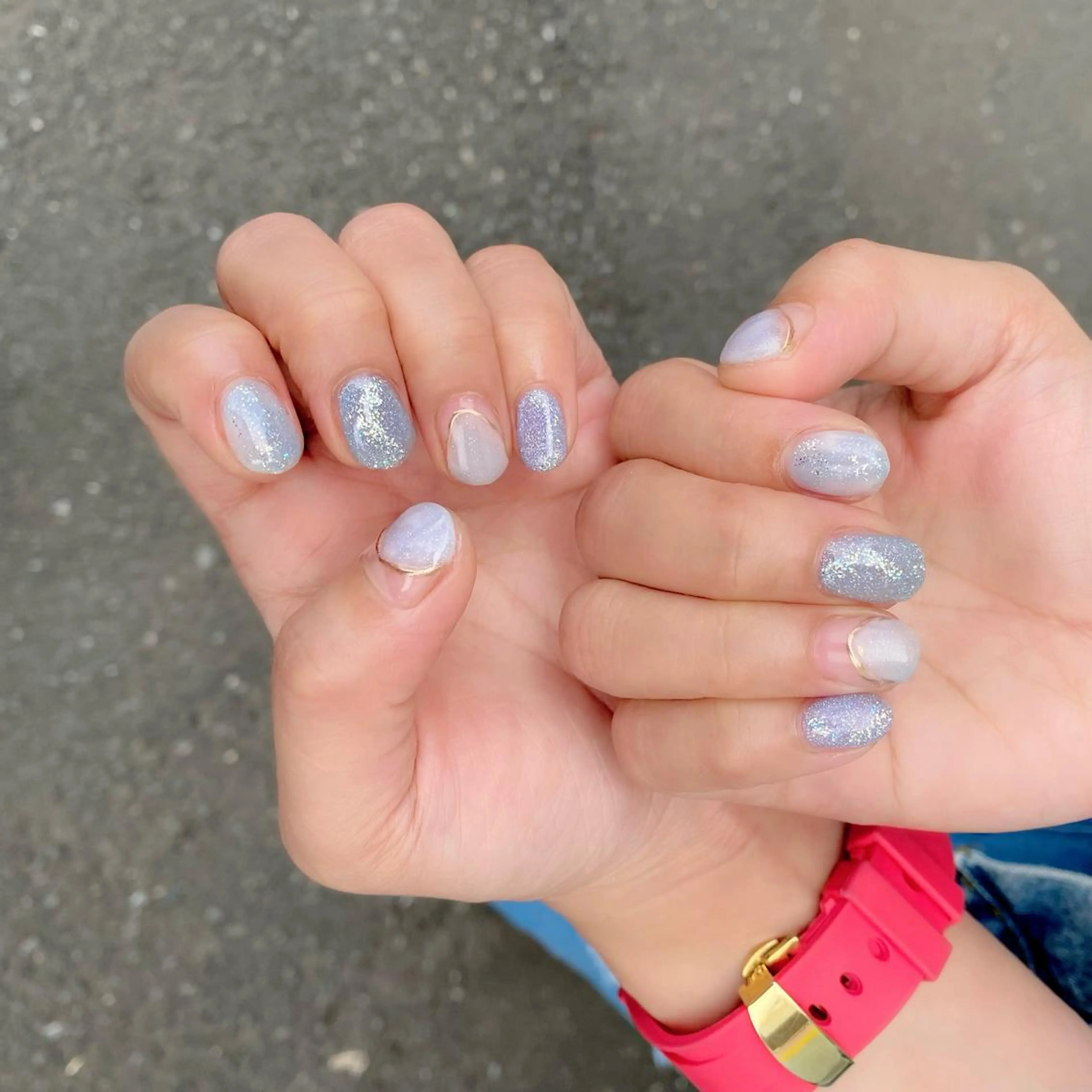 ミディアム カラー パーマ ヘアアレンジ メンズ キッズ ネイル マツエク・マツパ アイブロウ ブルーカラー パリジェンヌラッシュリフト ブルー ニュアンスネイル 夏ネイル ハンドネイル Salon Ｋのネイルデザイン