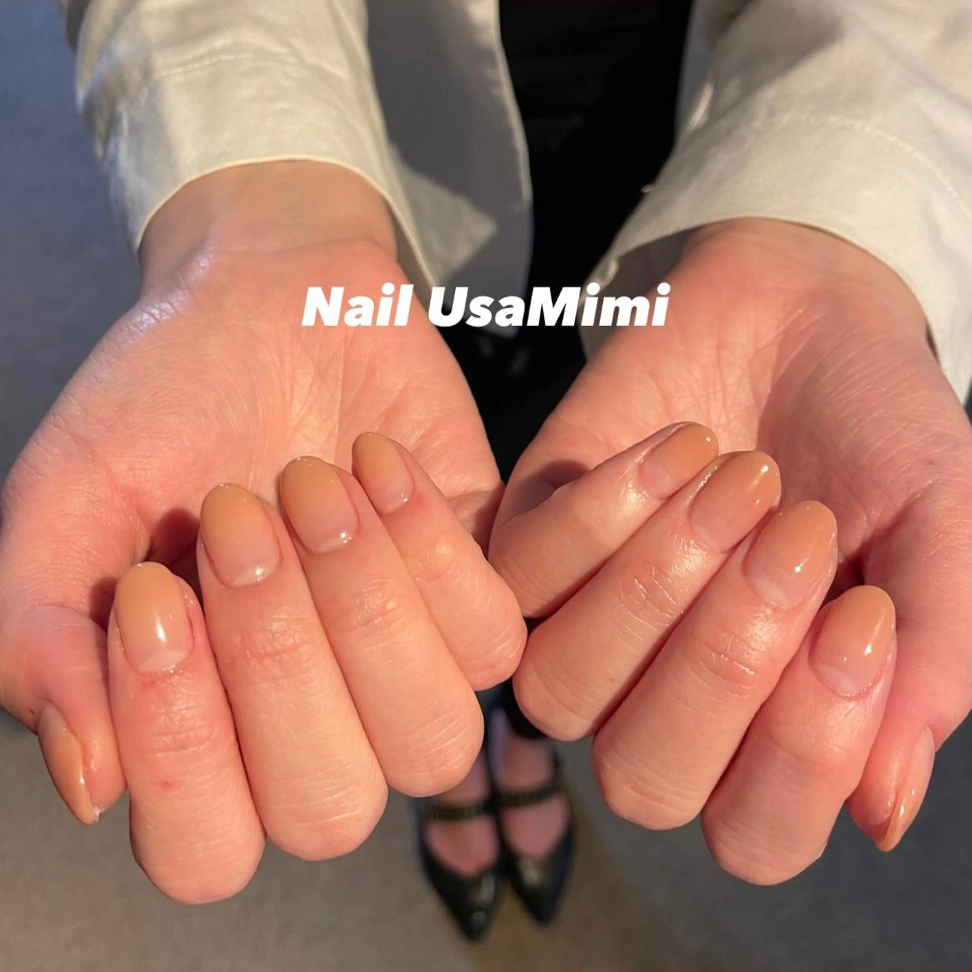 ネイル ブラウン グラデーション ピンク 本町ネイルNail UsaMimiのネイルデザイン