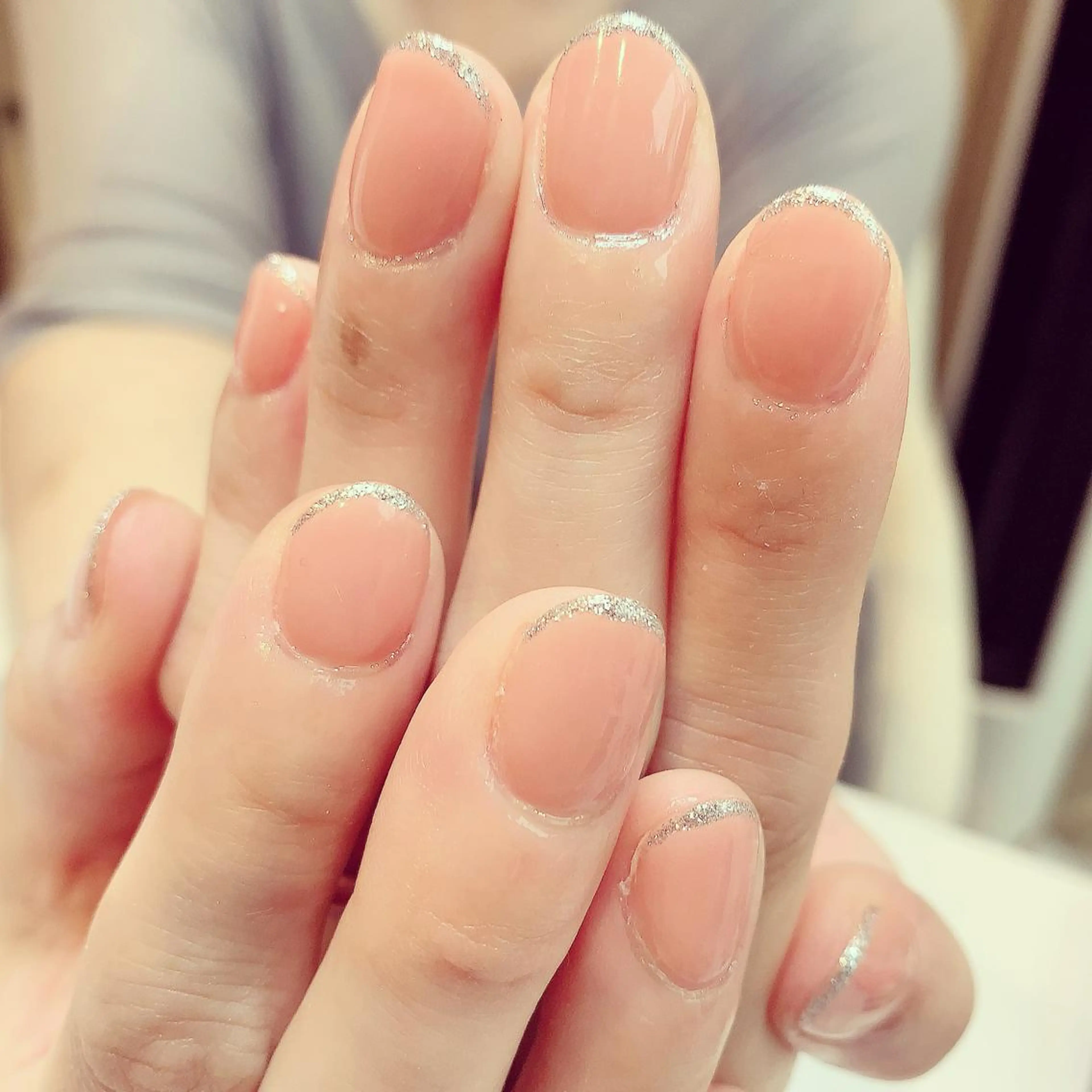 ネイル フレンチネイル ラメ(グリッター) ワンカラーネイル Adite nailのネイルデザイン