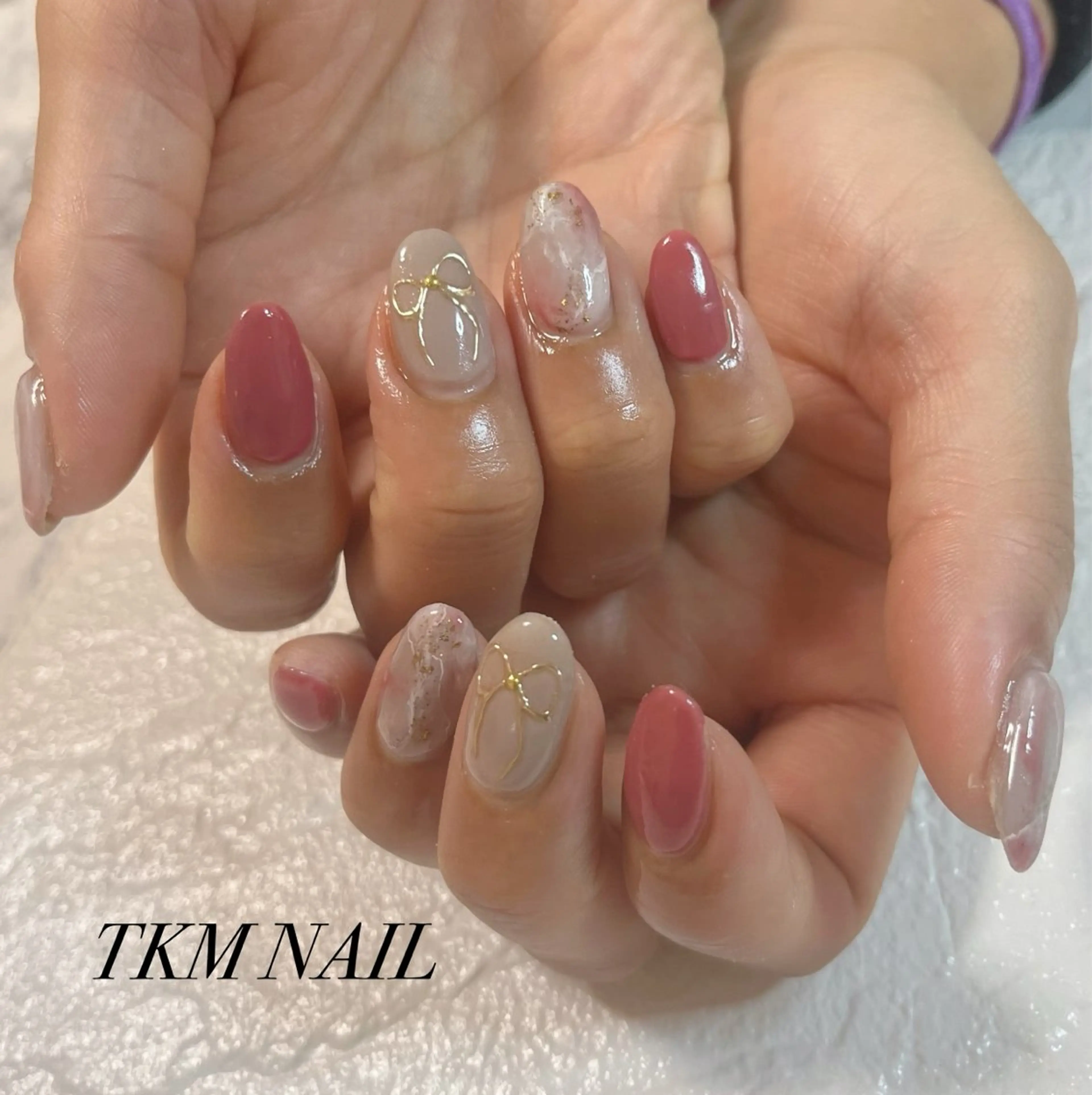 ネイル アートネイル リボン シンプルネイル ______ TKM  NAILのネイルデザイン