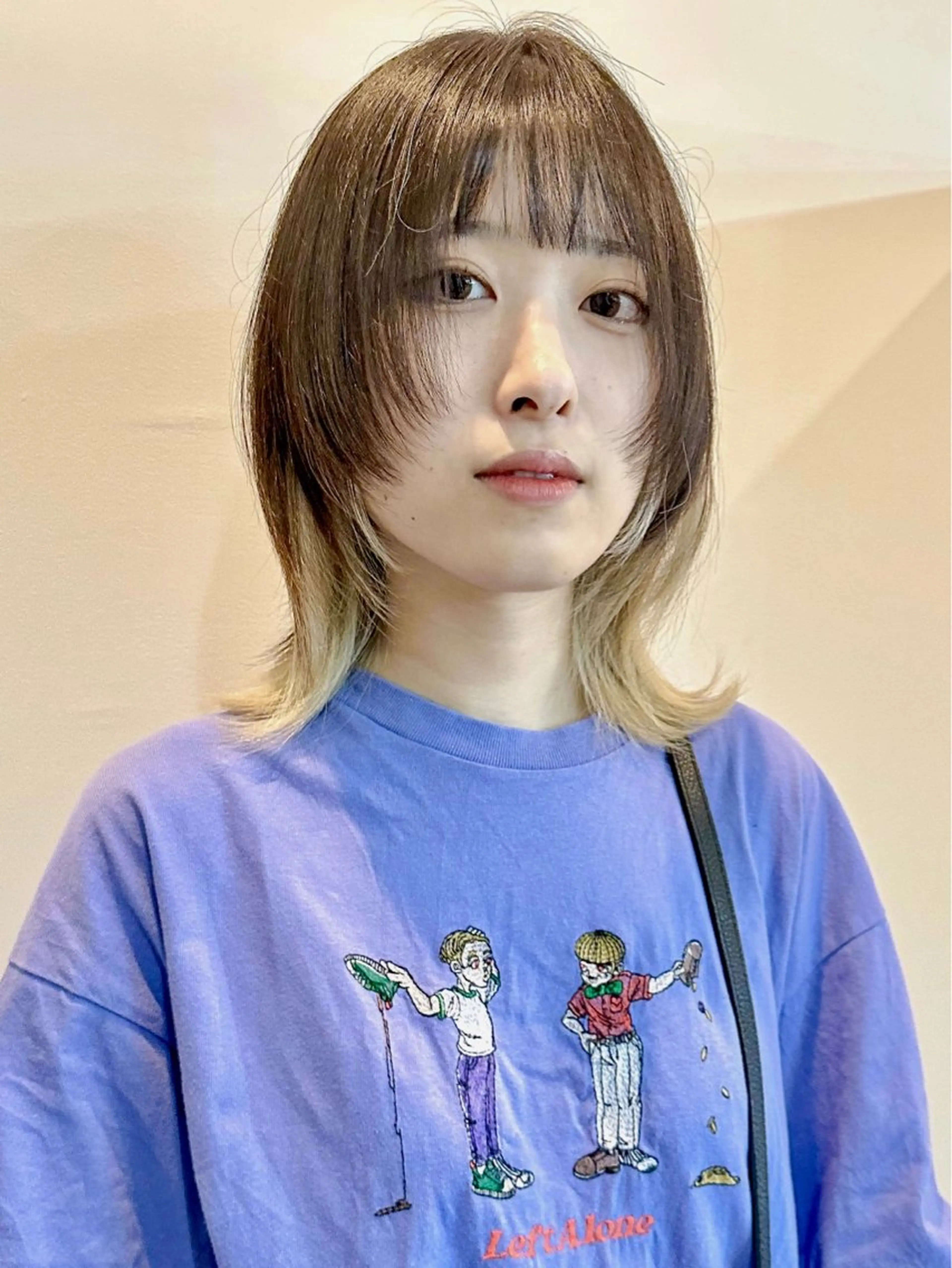 ミディアム カラー ヘアアレンジ ショートボブ ブリーチ インナーカラー ブリーチなしカラー ボブ 切りっぱなしボブ/ デザインカラー店長のヘアスタイル