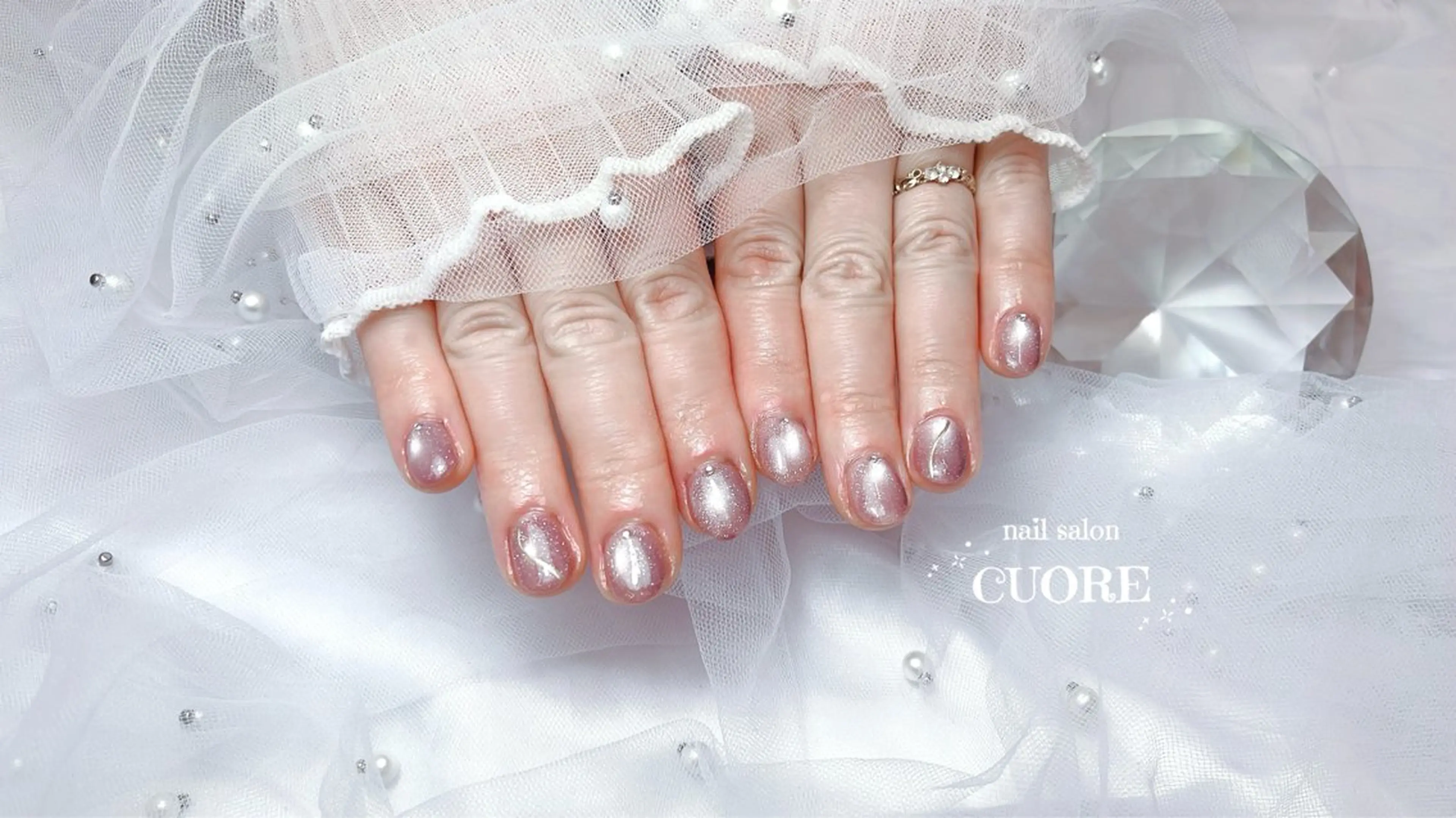 ネイル フラッシュネイル フラッシュマグ マグネットネイル ワンカラーネイル ピンク ハンドネイル CUORE____nail所属・nail salon CUOREのネイルデザイン