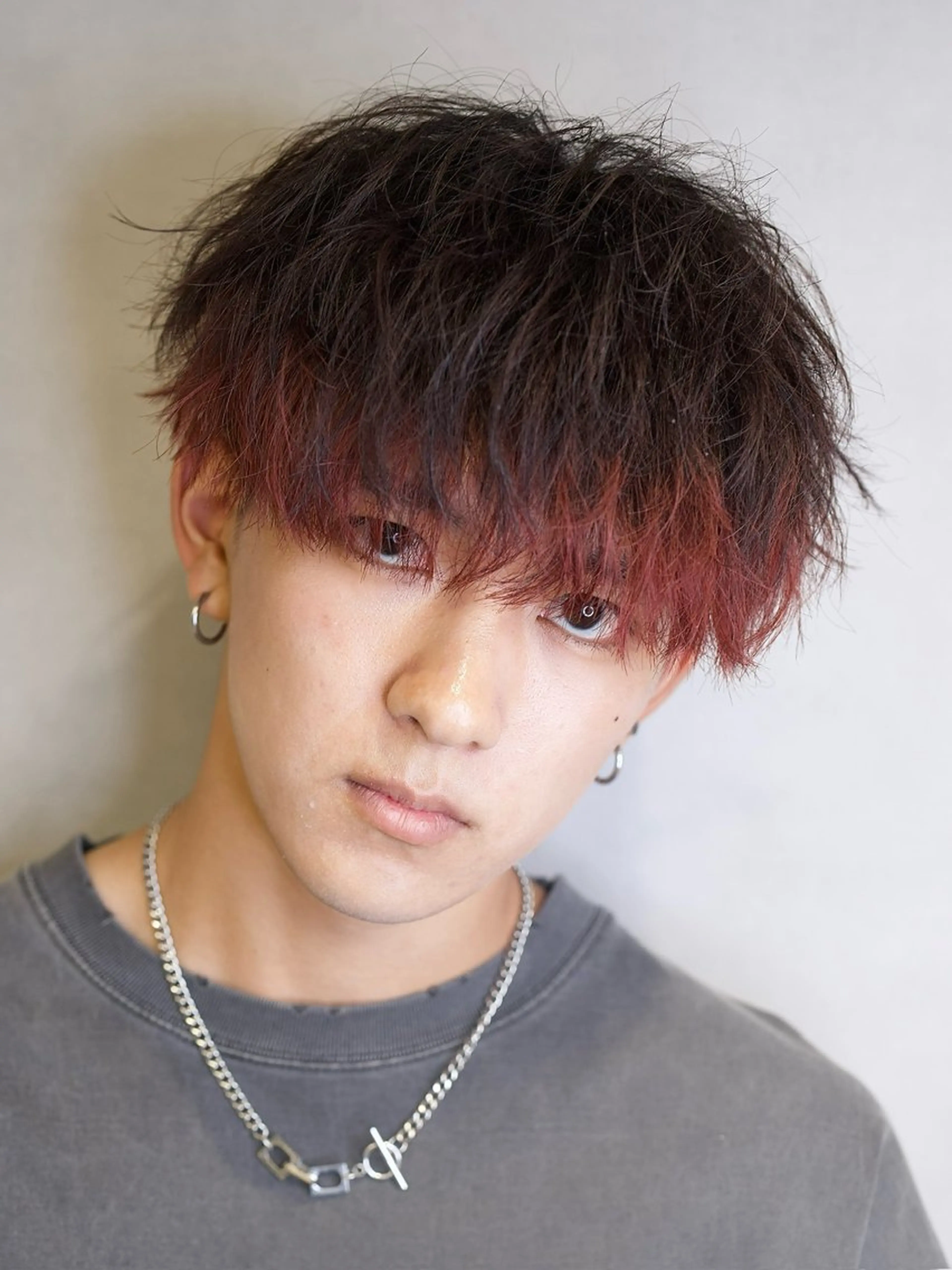 ショート カラー メンズ マッシュ 黒髪 顔周りカット 外国人風カラー職人 レオのヘアスタイル