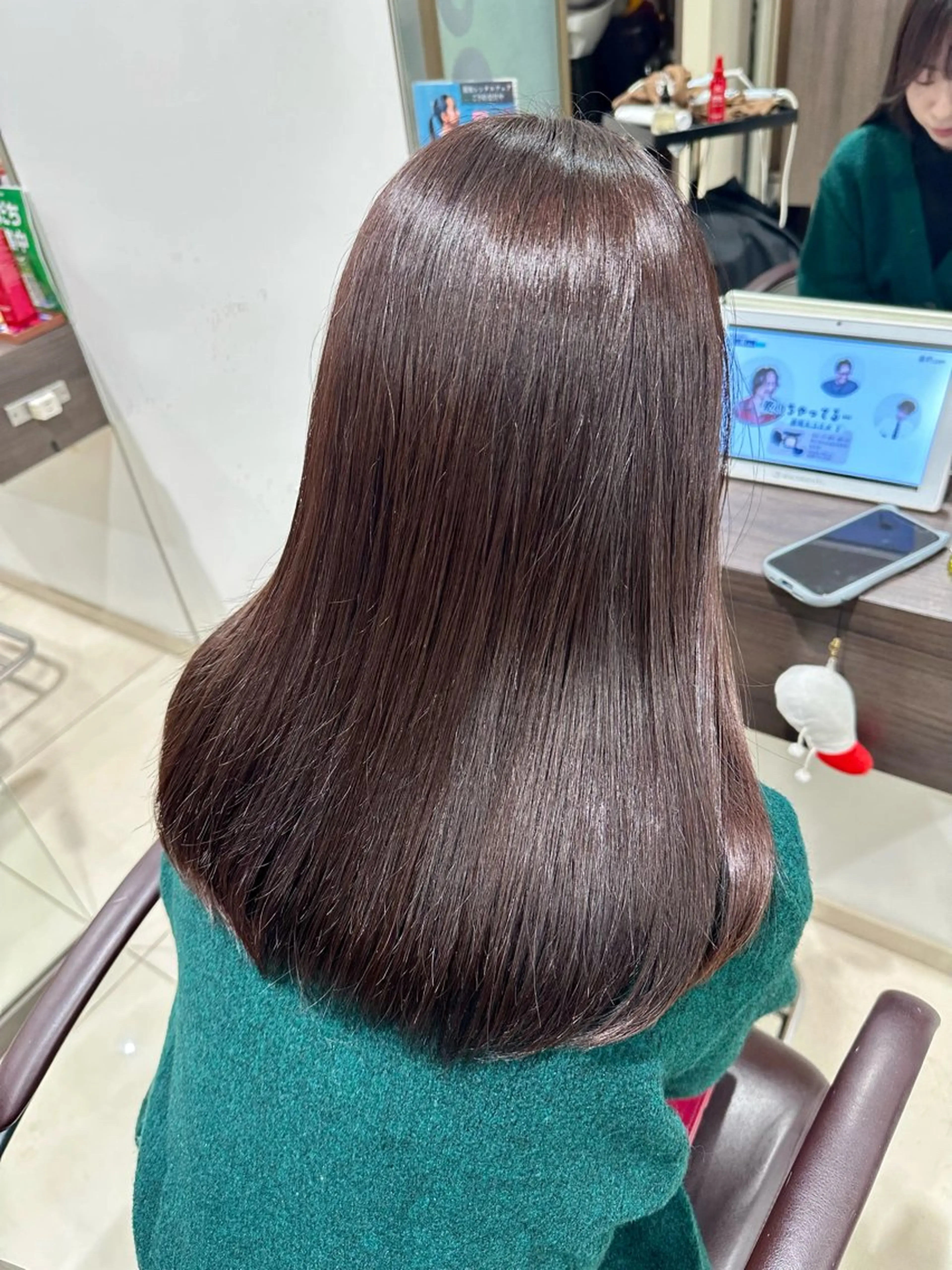 セミロング カラー ブラウンカラー ピンクカラー ピンクブラウン 艶カラー/縮毛矯正/ ブリーチカラー/みなのヘアスタイル