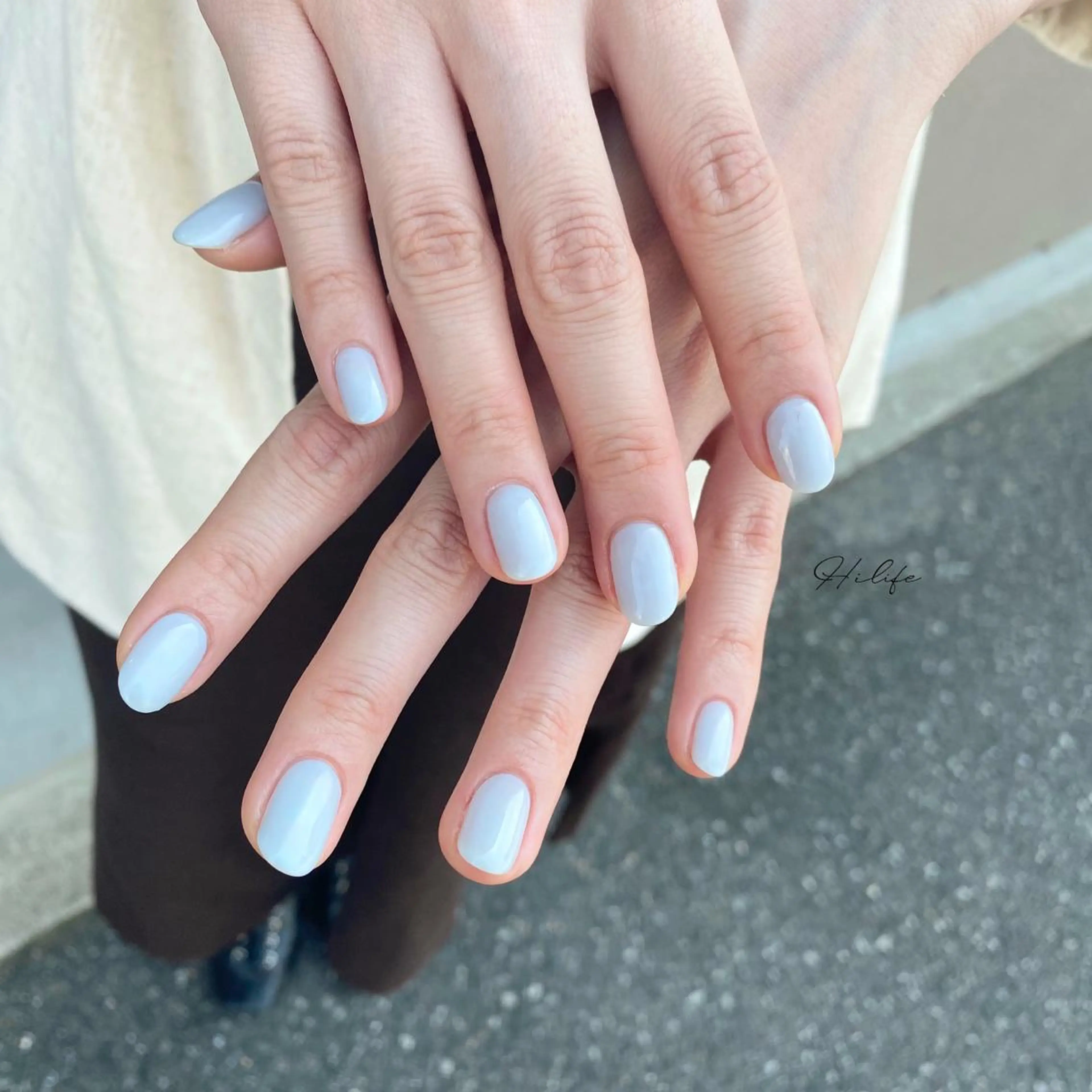 ネイル ブルー クリアネイル シンプルネイル ネイルチップ ハンドネイル Nail Adore.のネイルデザイン