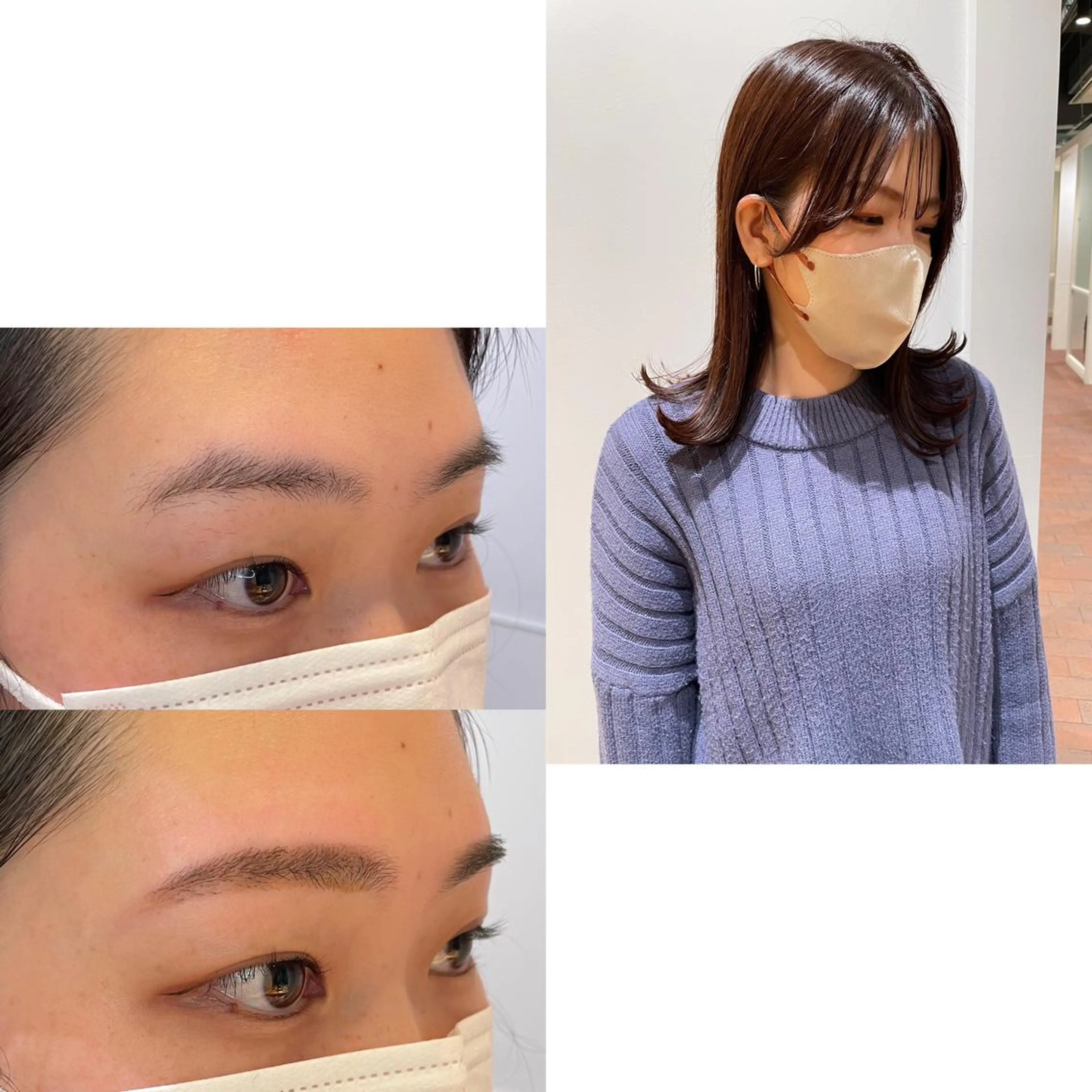 ミディアム アイブロウ 眉毛ワックス脱毛 似合わせカット gotoday　shaire　saron所属・miu. ボブ/透け感カラーのヘアスタイル