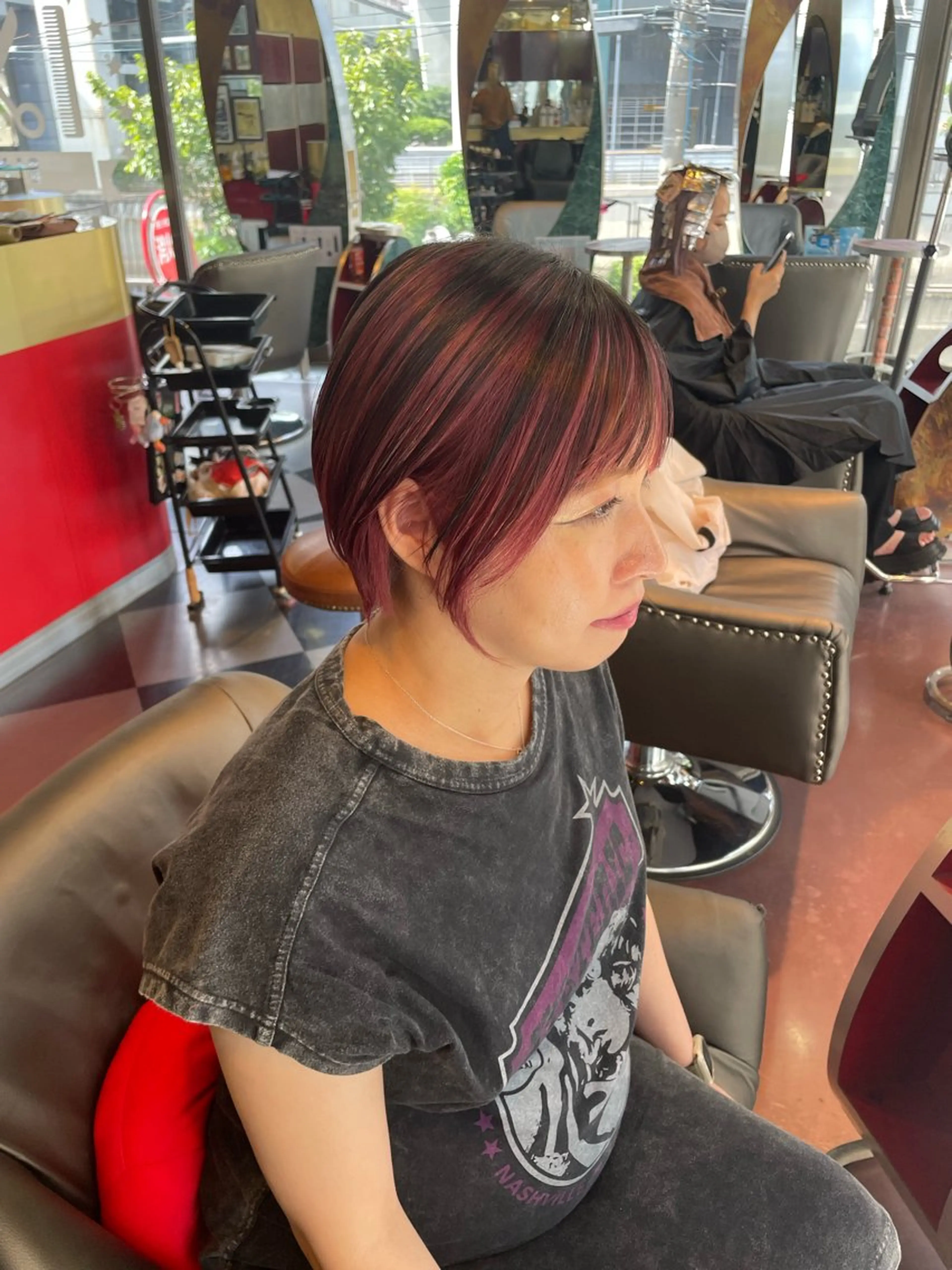 ショート カラー ショートボブ デザインカラー ピンクカラー ボブ ショートヘア 👑派手髪/カット 👑ANRYのヘアスタイル