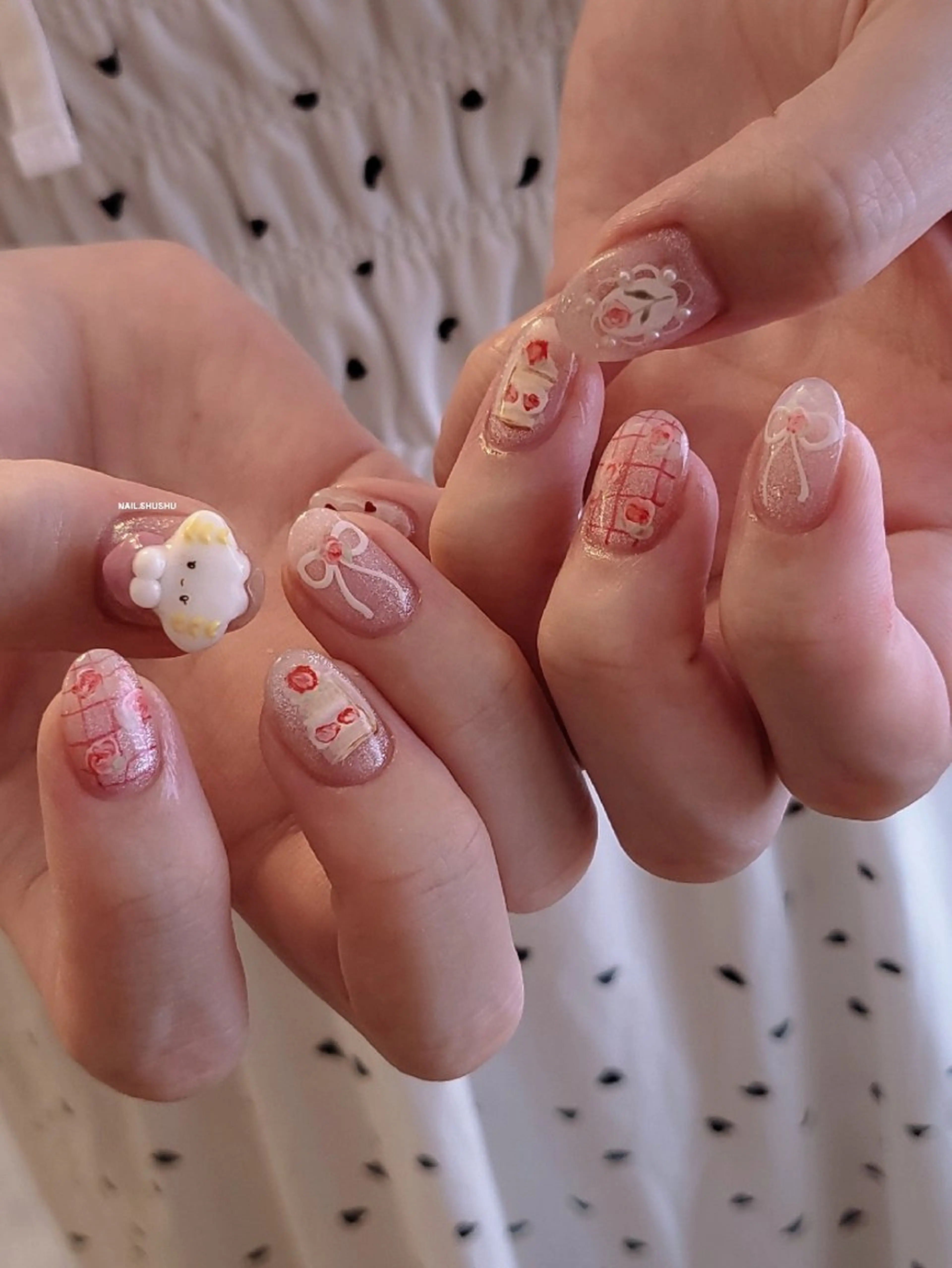 ネイル ハンドネイル 3dパーツ/流行り 👧shushu❤️のネイルデザイン