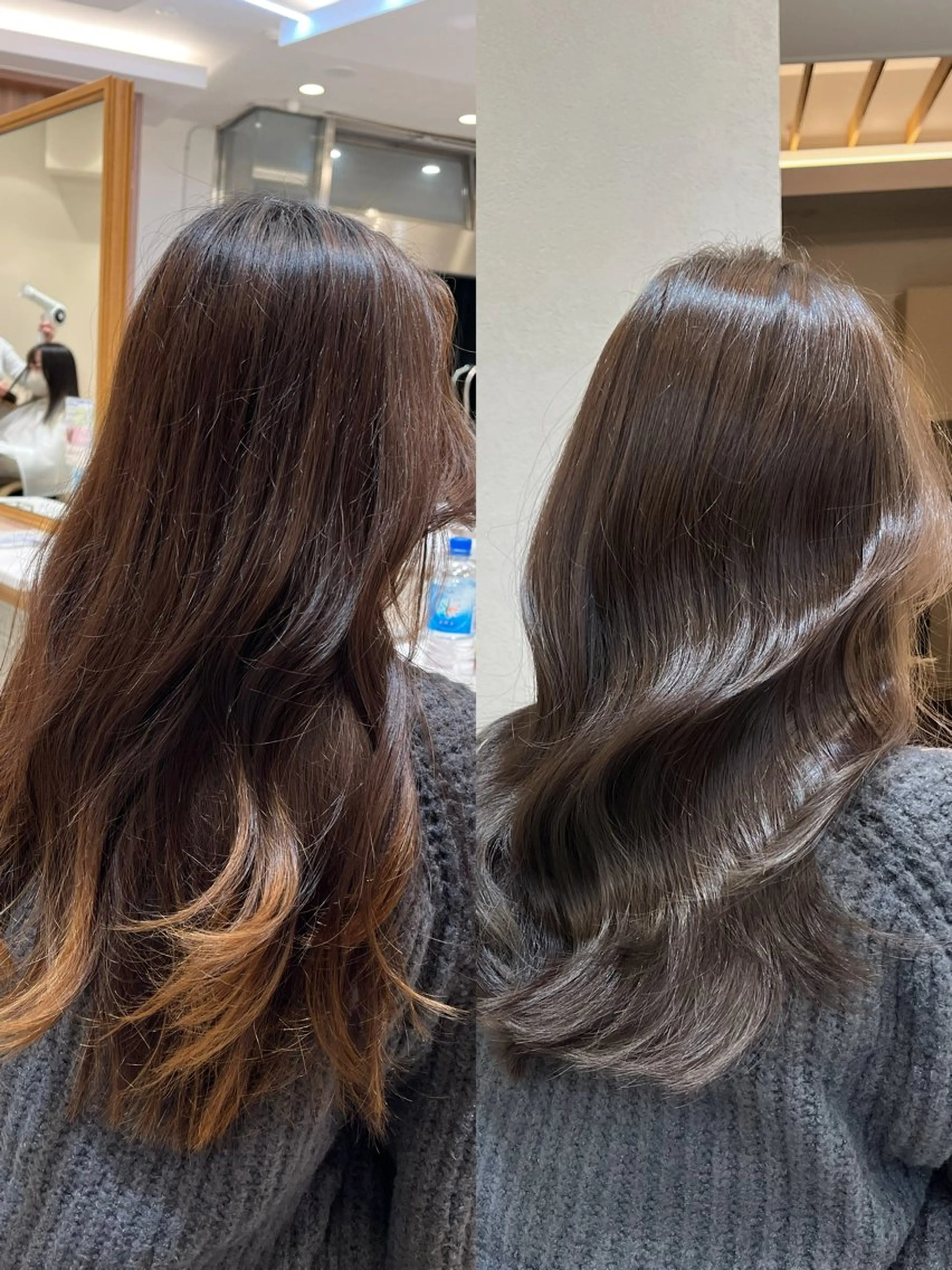 ミディアム カラー ミディアムパーマ ベージュカラー 黒髪 ブリーチ ブルーカラー カット ヘアカラー トリートメント ミタニ/髪質改善 /レイヤーカットのヘアスタイル