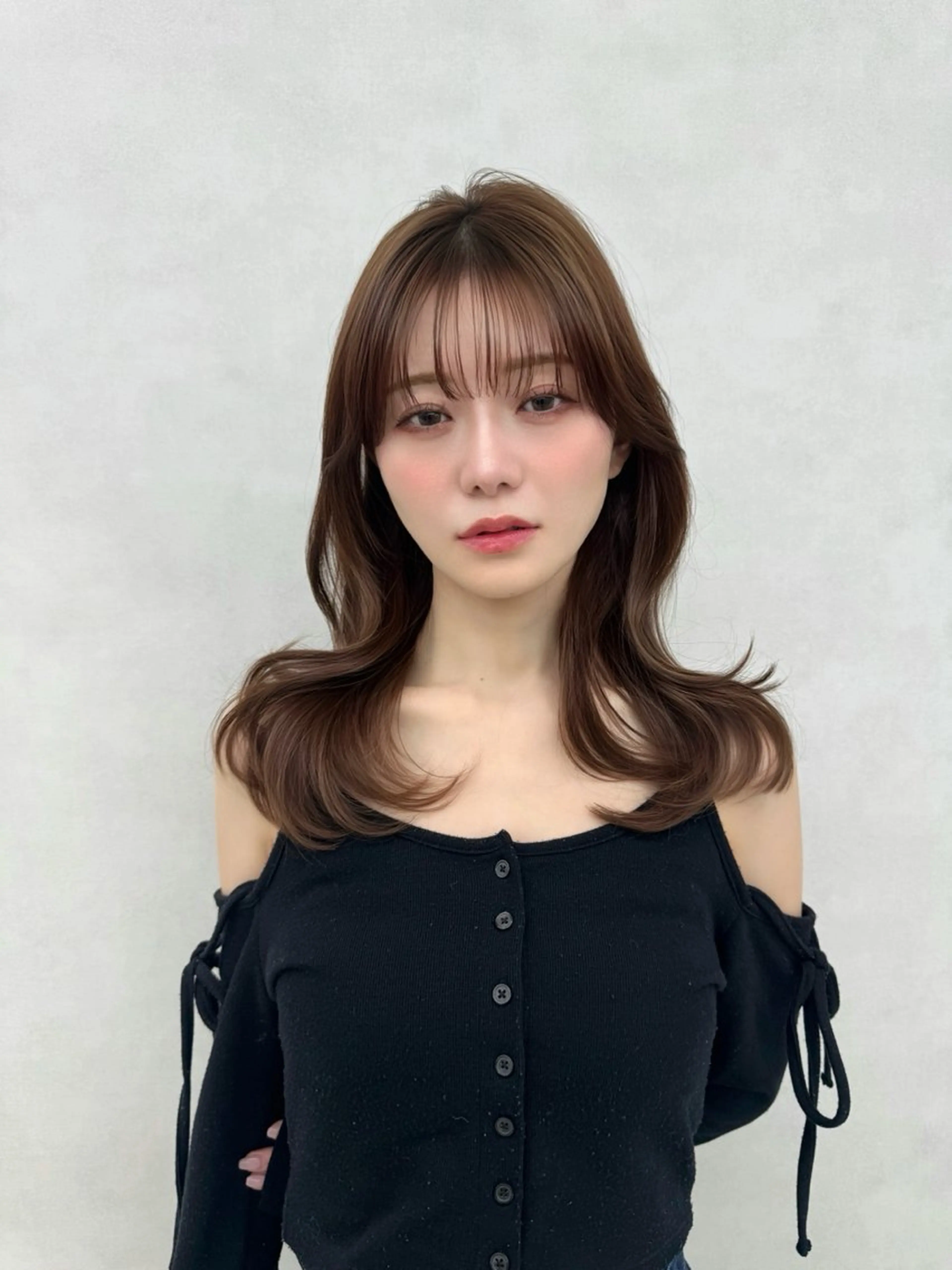 セミロング くびれヘア 韓国風ヘア レイヤーカット レイヤー/韓国/ 顔周り/しんやのヘアスタイル