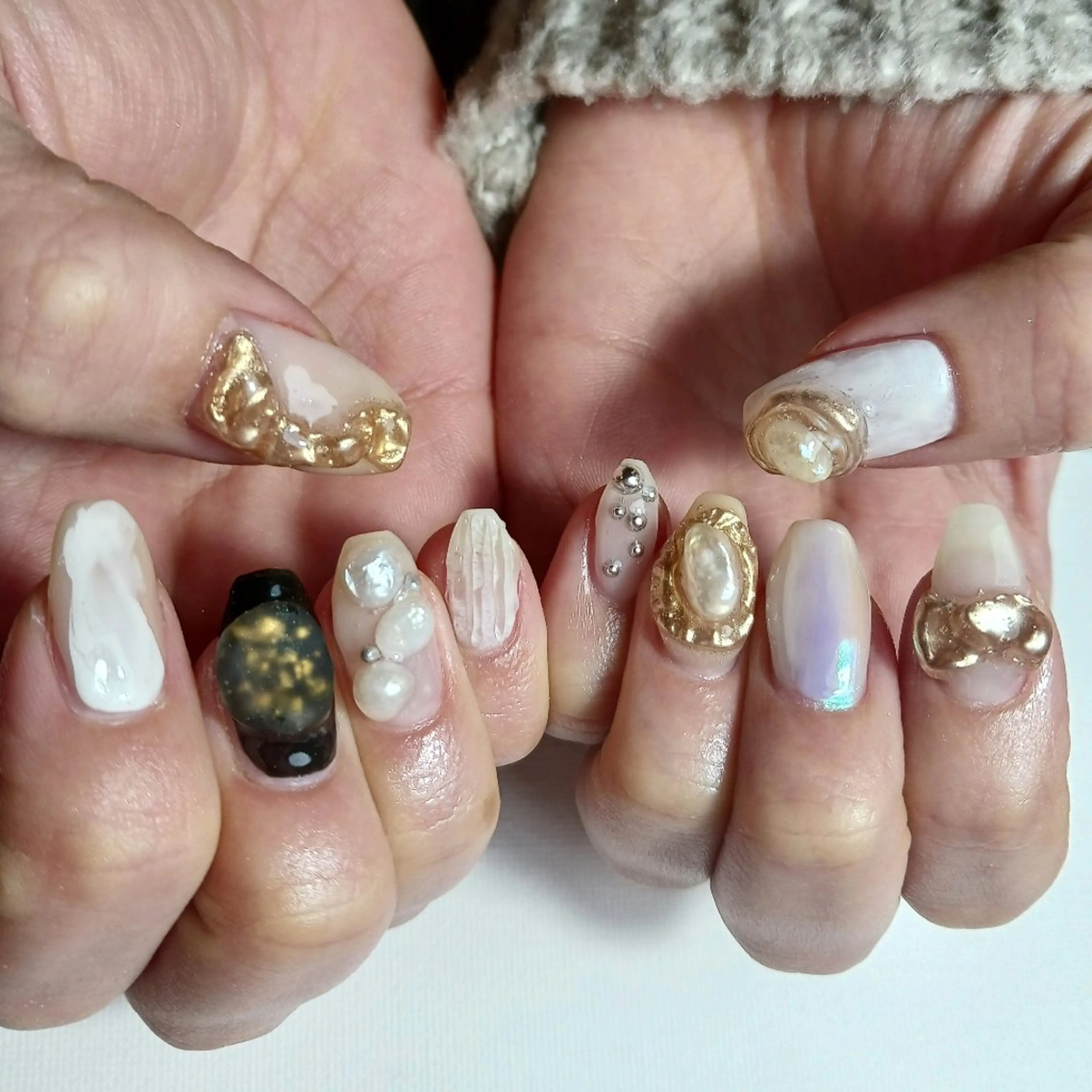 ネイル ジェルネイル ミラーネイル 持ち込み 冬ネイル ハンドネイル owlnail /持込みデザイン専門のネイルデザイン