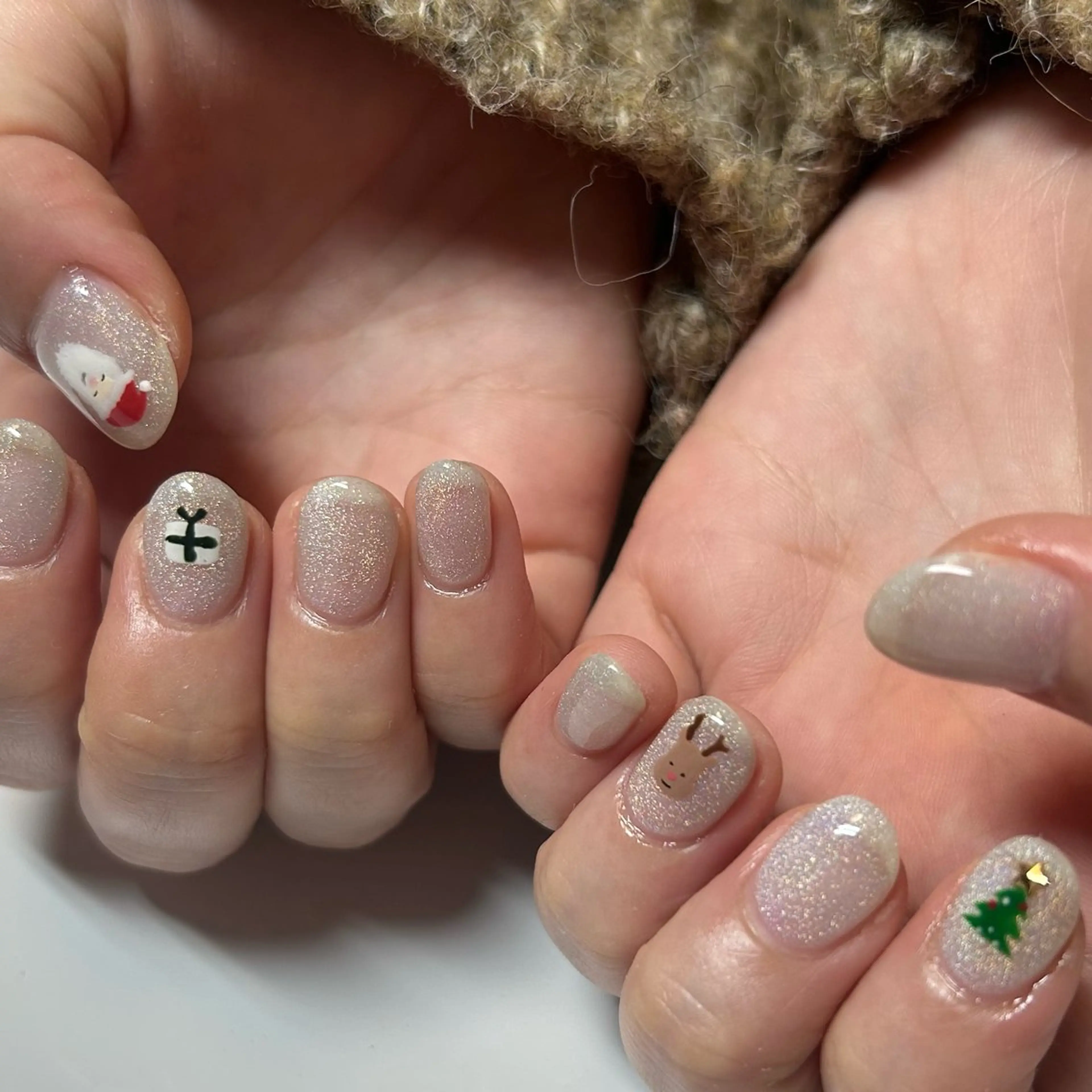 ネイル マグネットネイル 冬ネイル クリスマス 極楽 鳥花のネイルデザイン