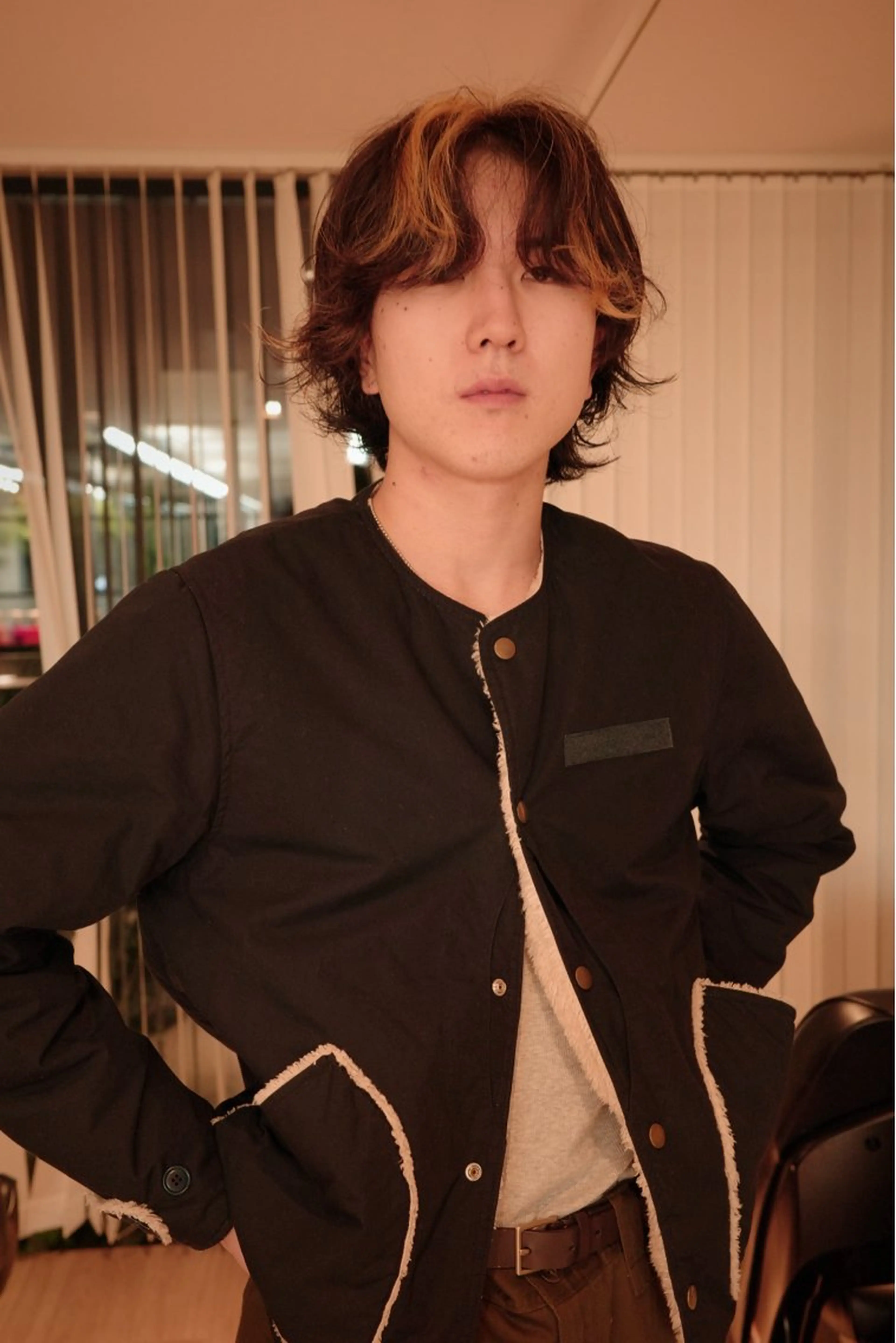 ミディアム カラー パーマ カット ヘアカラー パーマ フェザーパーマ/ 山口大輝のヘアスタイル