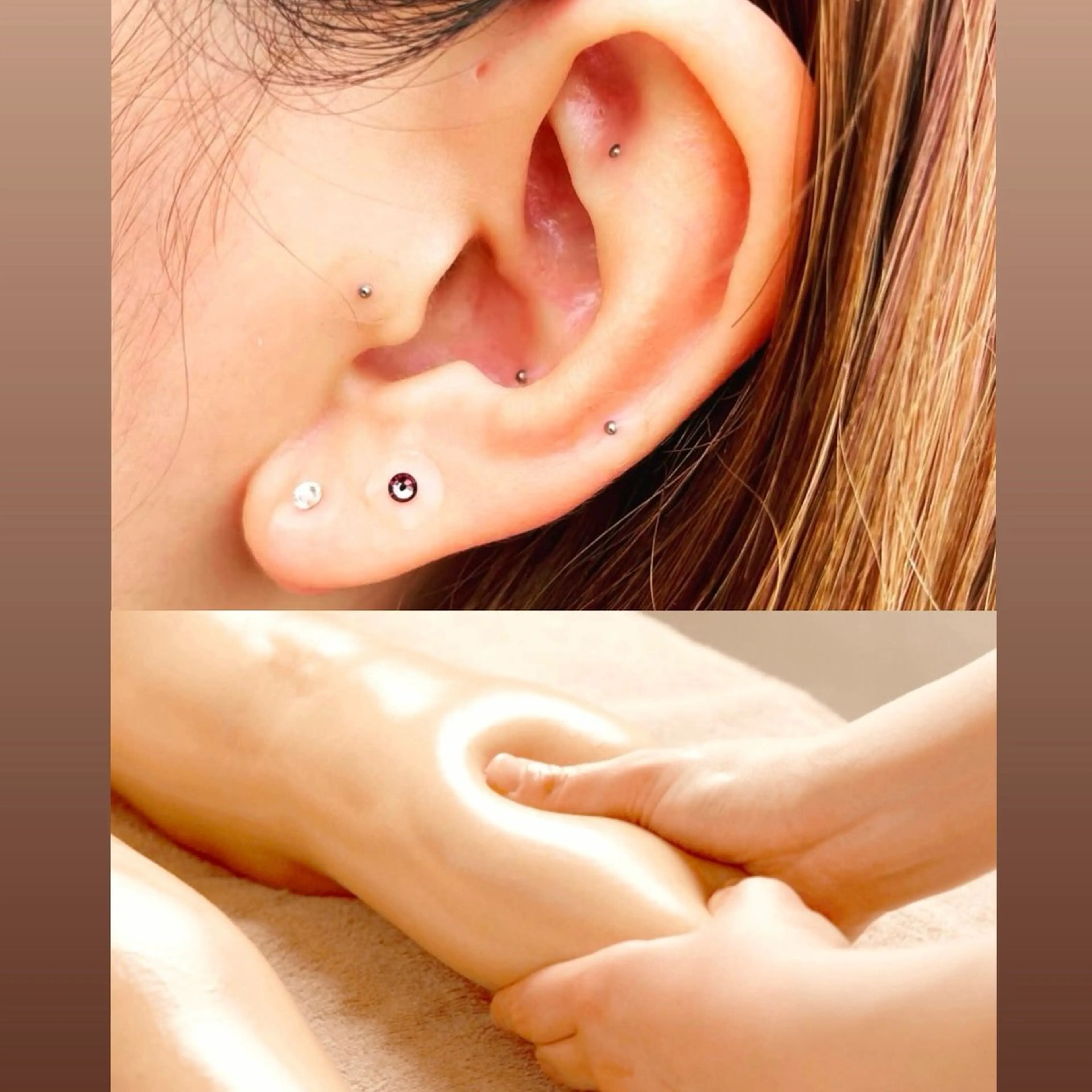 韓国で大バズリ！耳つぼジュエリー (付け放題) ＋ 選べるオイルマッサージ(首、肩、デコルテ or フットマッサージ)の写真