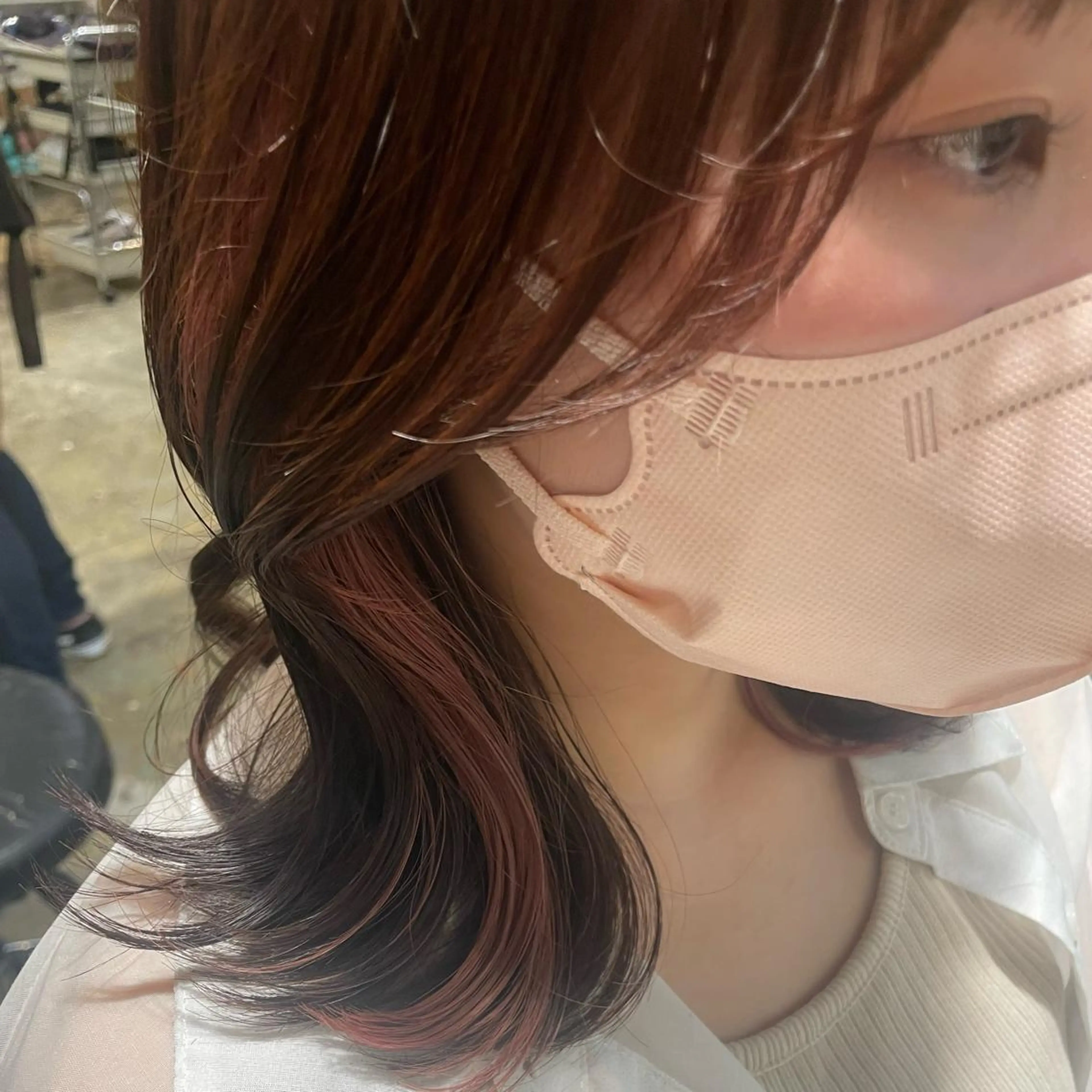 ミディアム ピンクブラウン 🇰🇷韓国スタイル レイヤー/ayanaのヘアスタイル