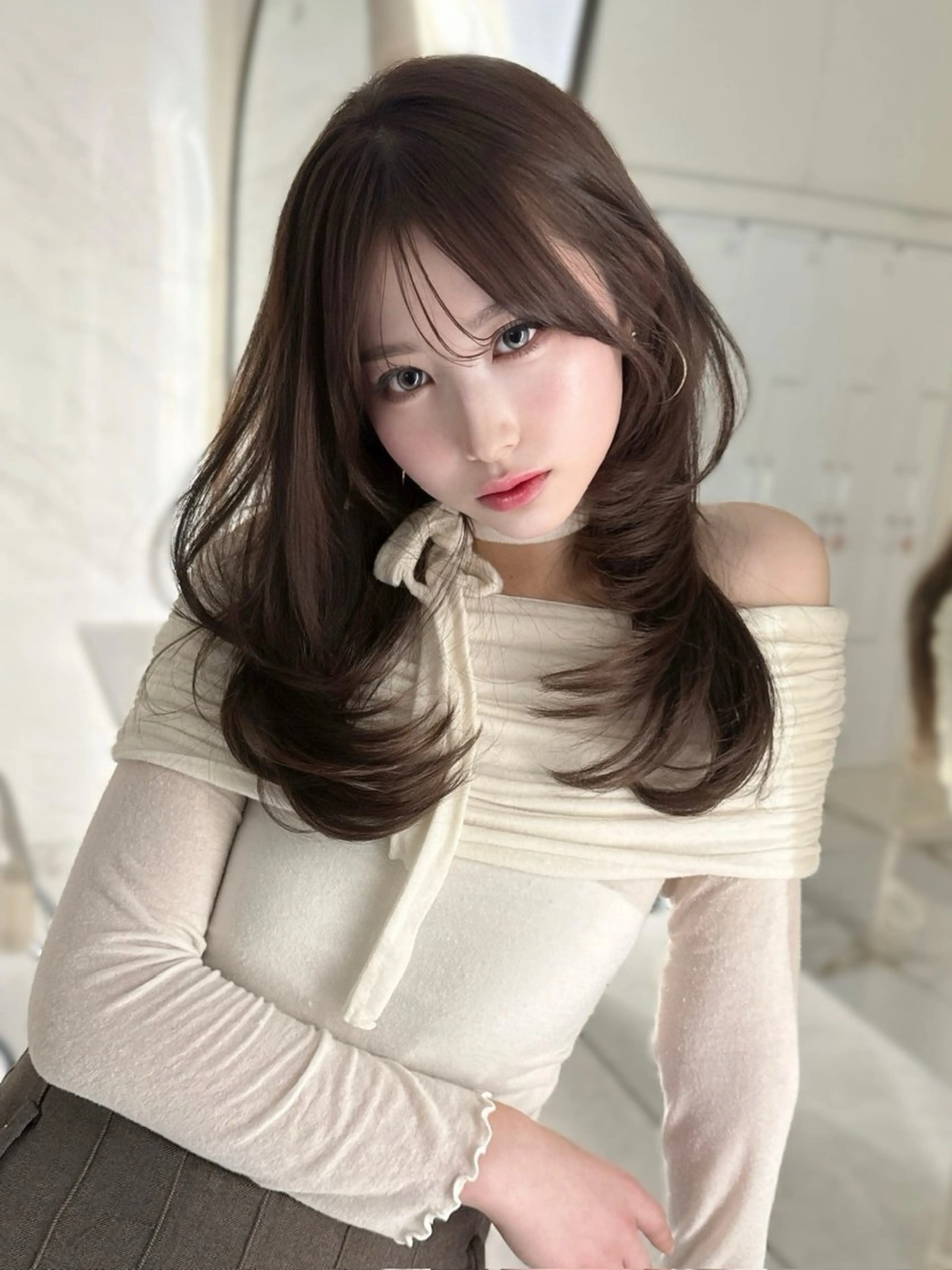 セミロング 韓国風ヘア kiti Sakaeのヘアスタイル