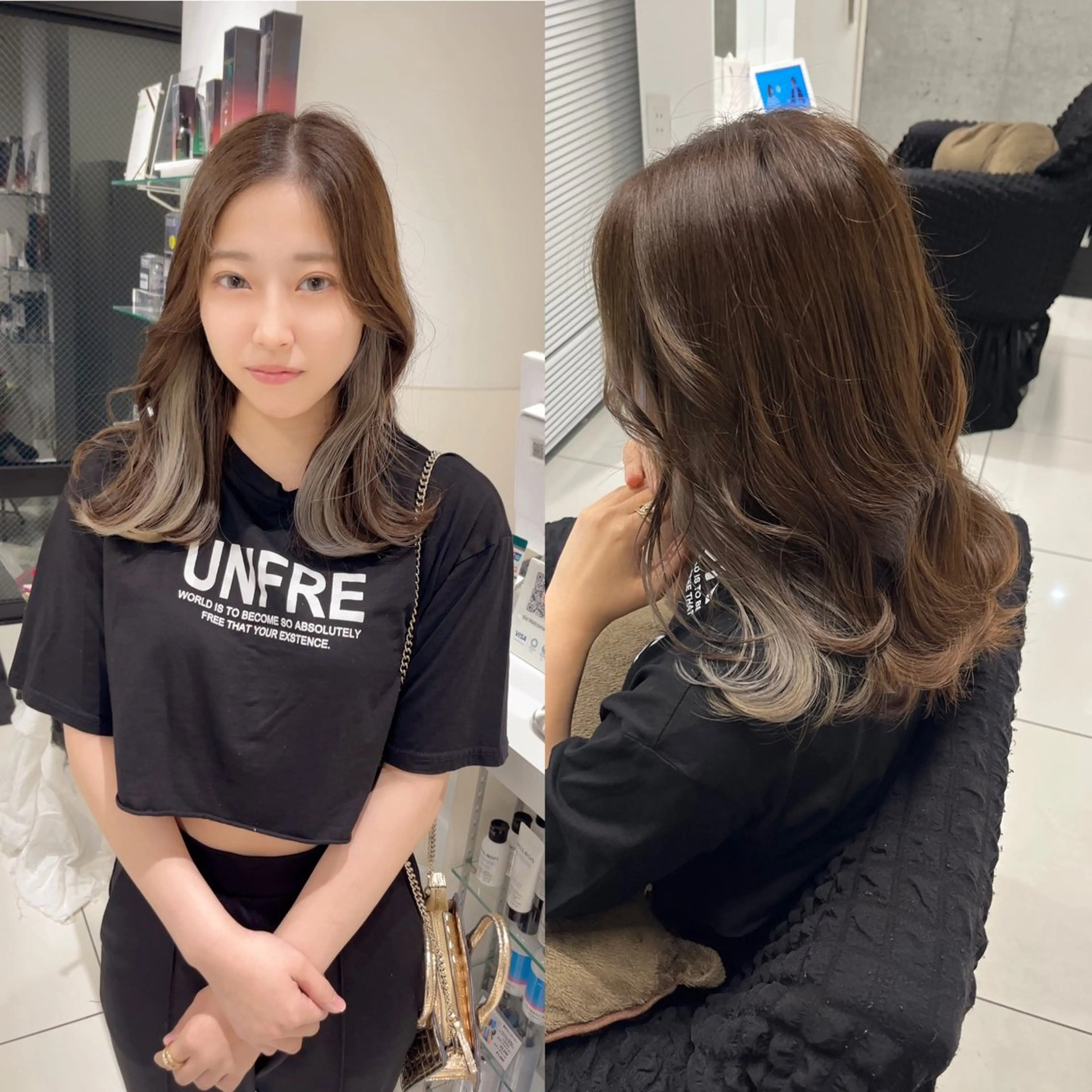 ミディアム りおな/エクステ /ミルクティーカラーのヘアスタイル